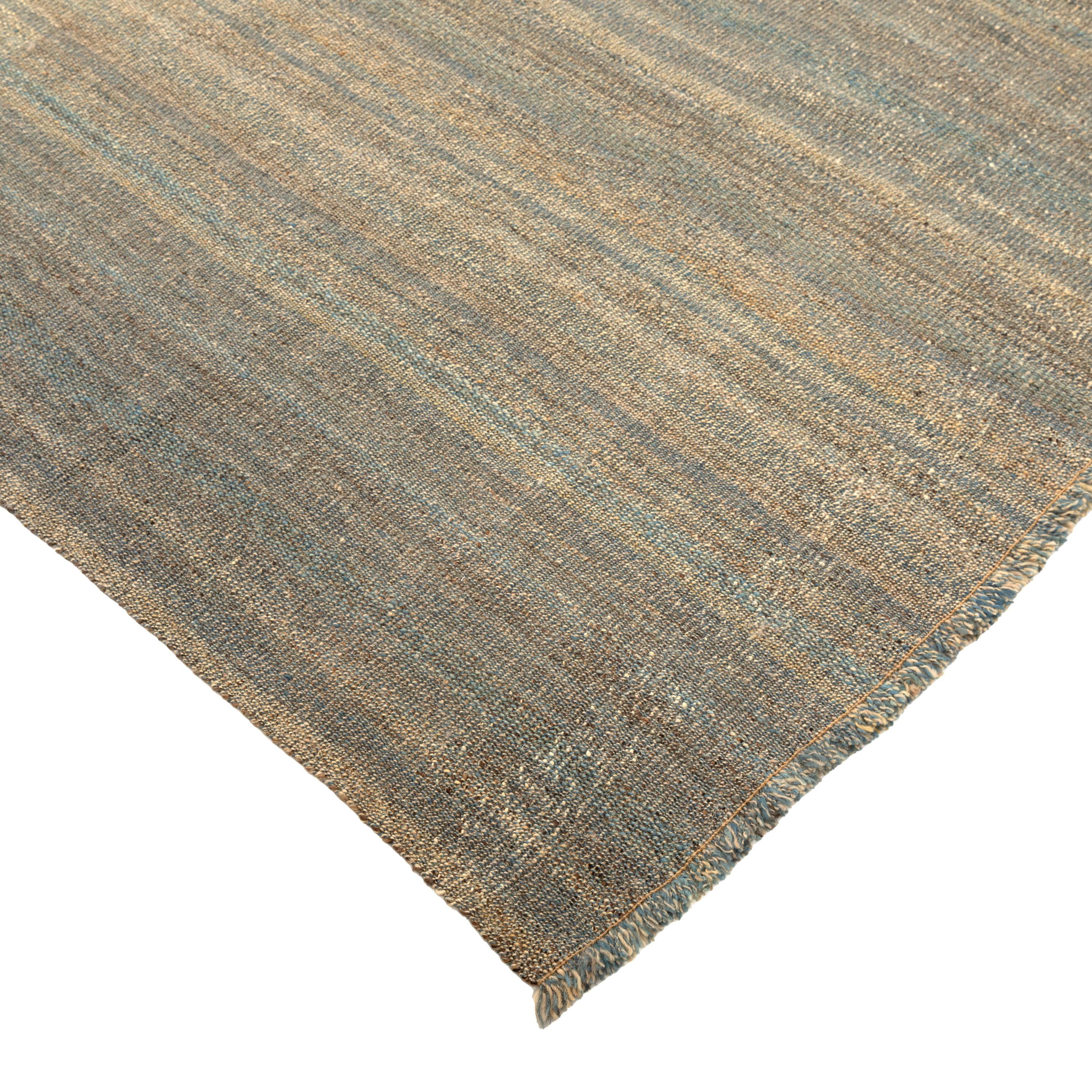 Abc Teppich Blauer Flachgewebe-Wollteppich - 8'10