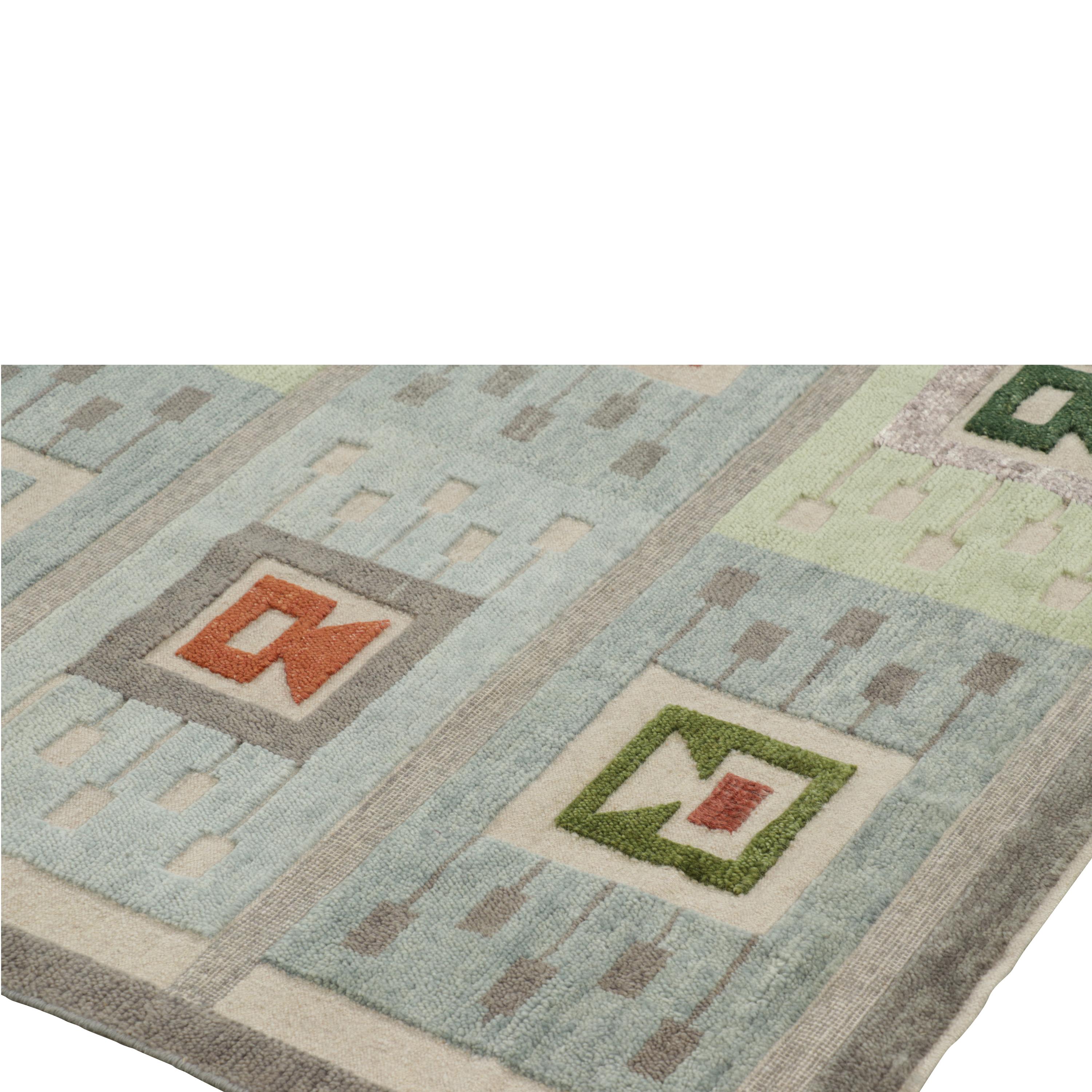 Indian abc carpet Blue & Green Swedish Inspired Flatweave Wool Rug - 6'10