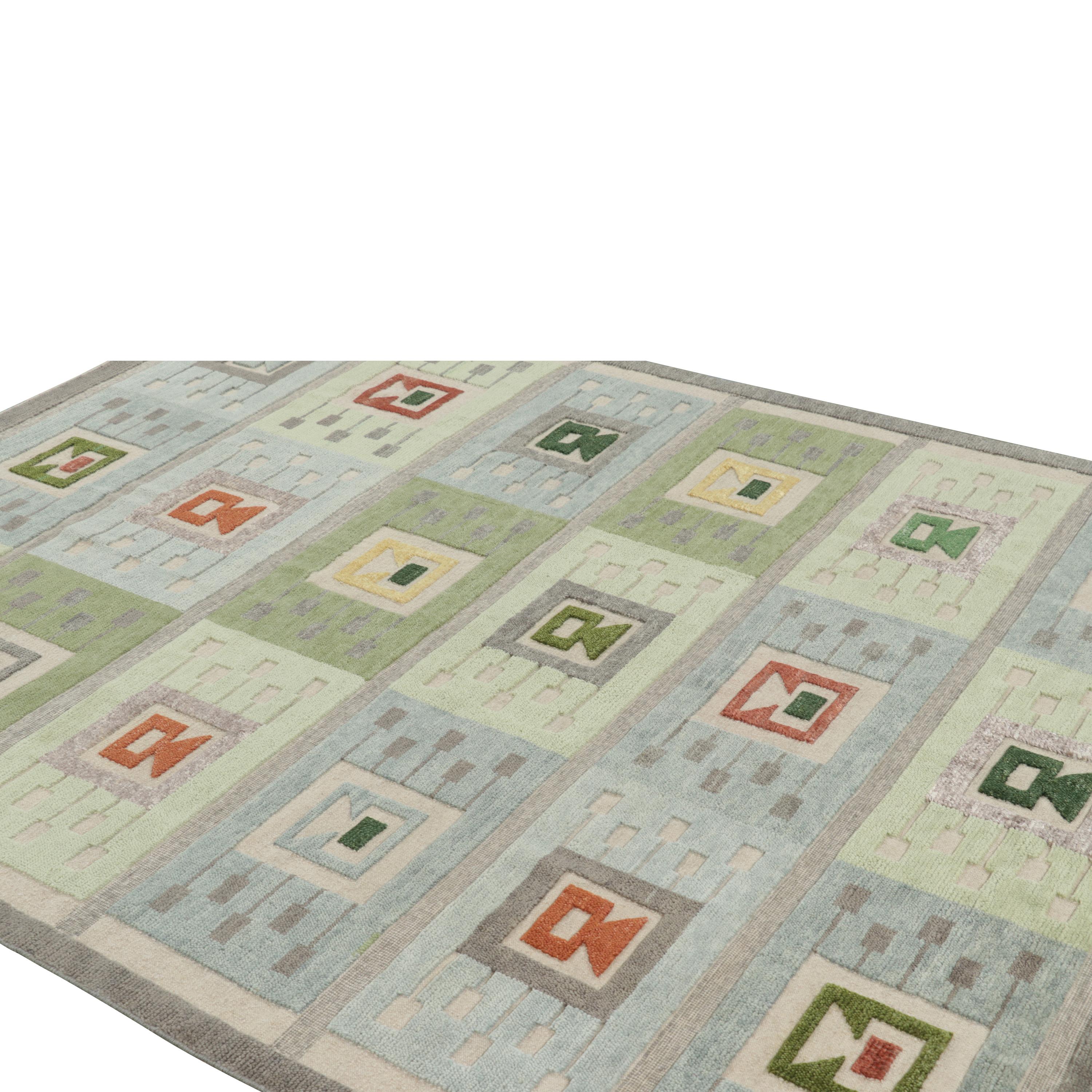 Contemporary abc carpet Blue & Green Swedish Inspired Flatweave Wool Rug - 6'10