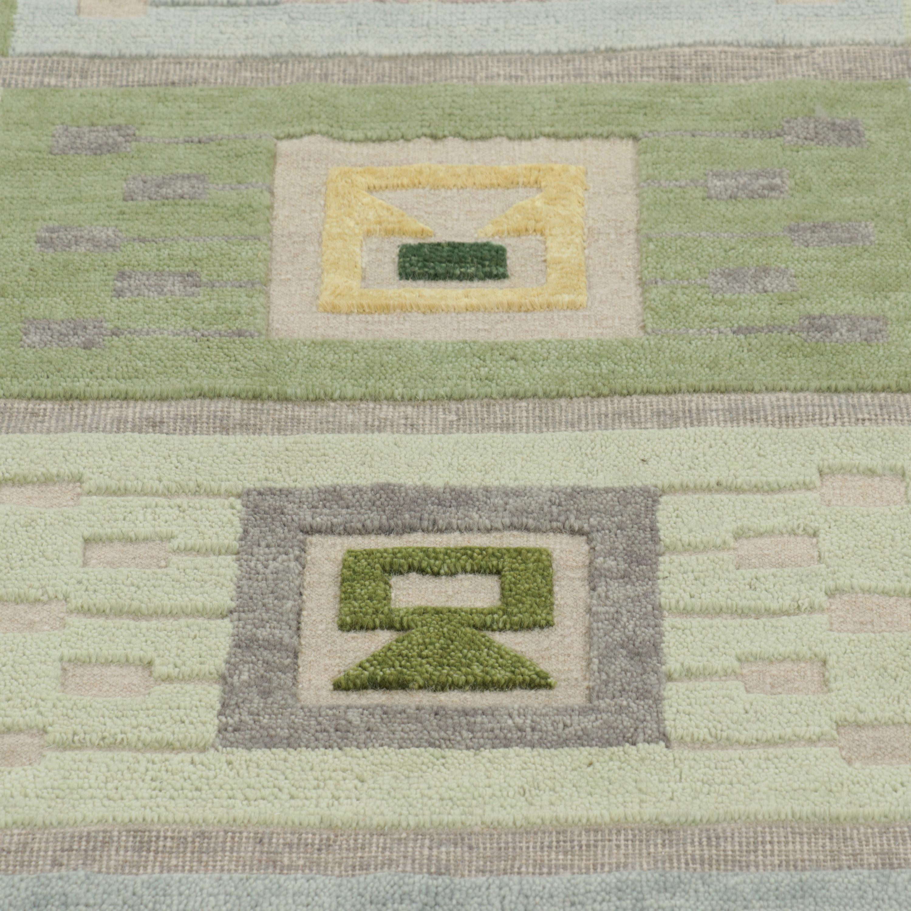 abc carpet Blue & Green Swedish Inspired Flatweave Wool Rug - 6'10