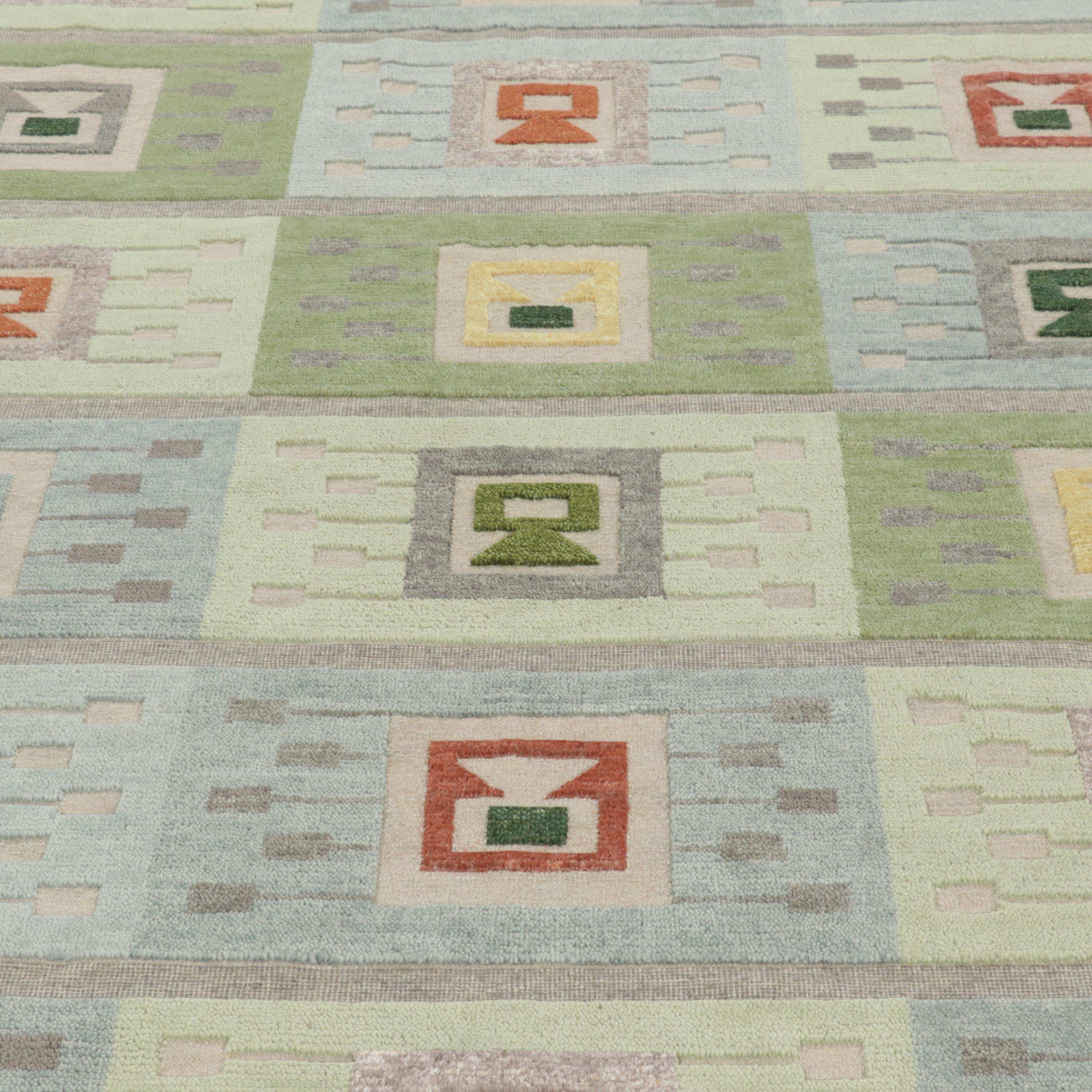 abc carpet Blue & Green Swedish Inspired Flatweave Wool Rug - 6'10