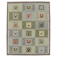 abc carpet Blue & Green Swedish Inspired Flatweave Wool Rug - 6'10" x 8'5"