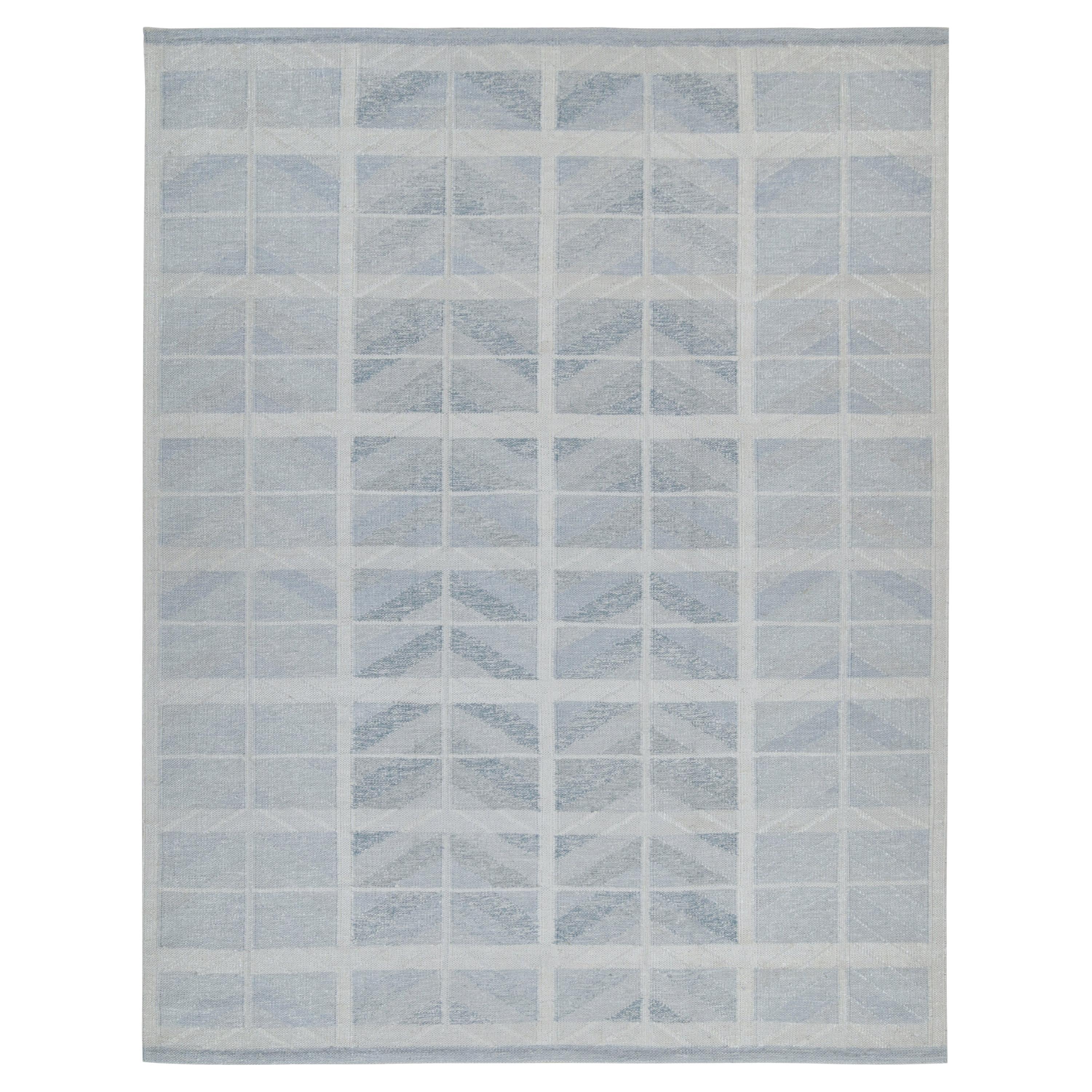 Abc Teppich Blauer Flachgewebe-Seidenteppich im schwedischen Stil - 9'5" x 11'11" im Angebot