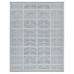 abc carpet Alfombra de seda de tejido plano estilo sueco azul - 9'5" x 11'11