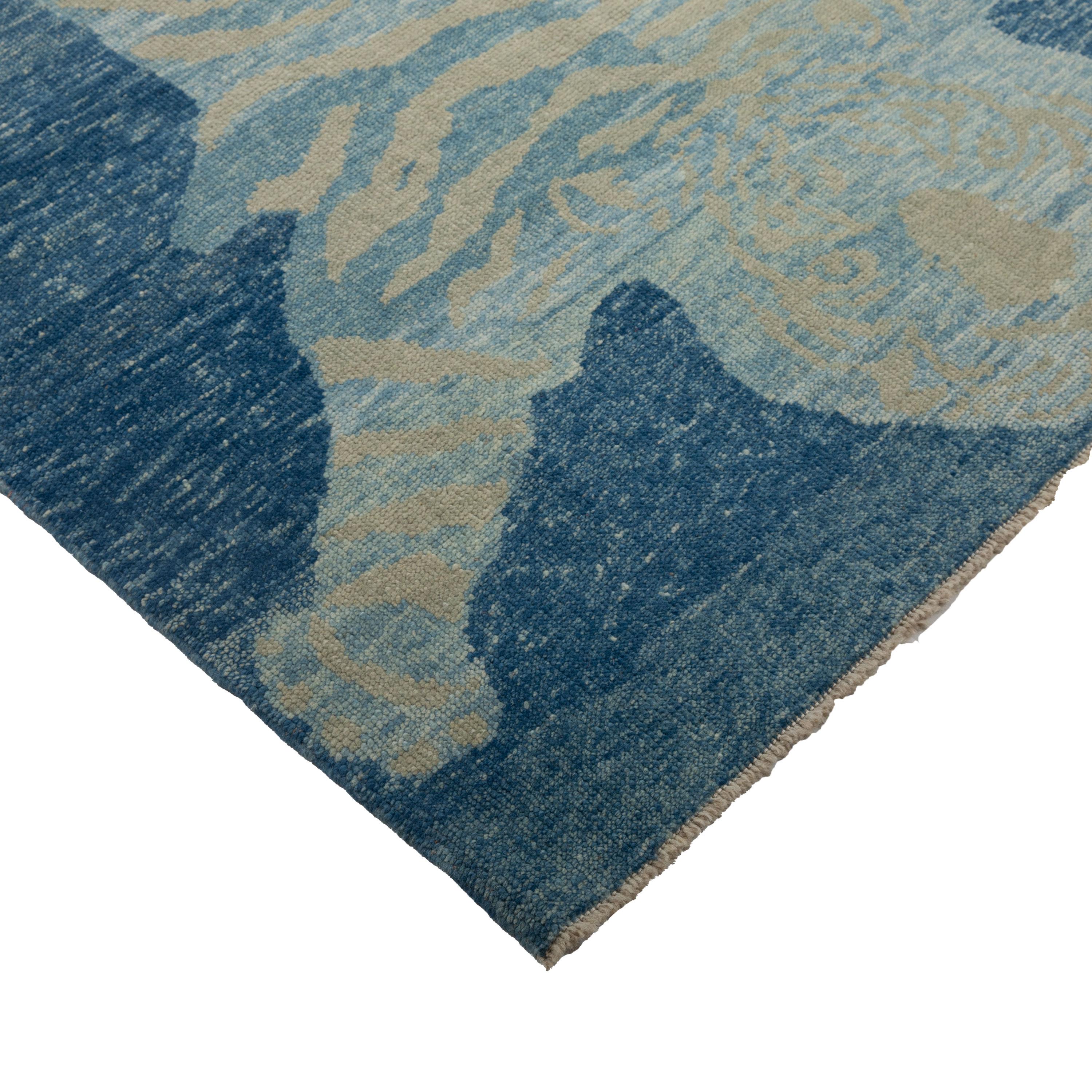 Abc Teppich Blau Tiger Moderner türkischer Wollteppich - 5'7
