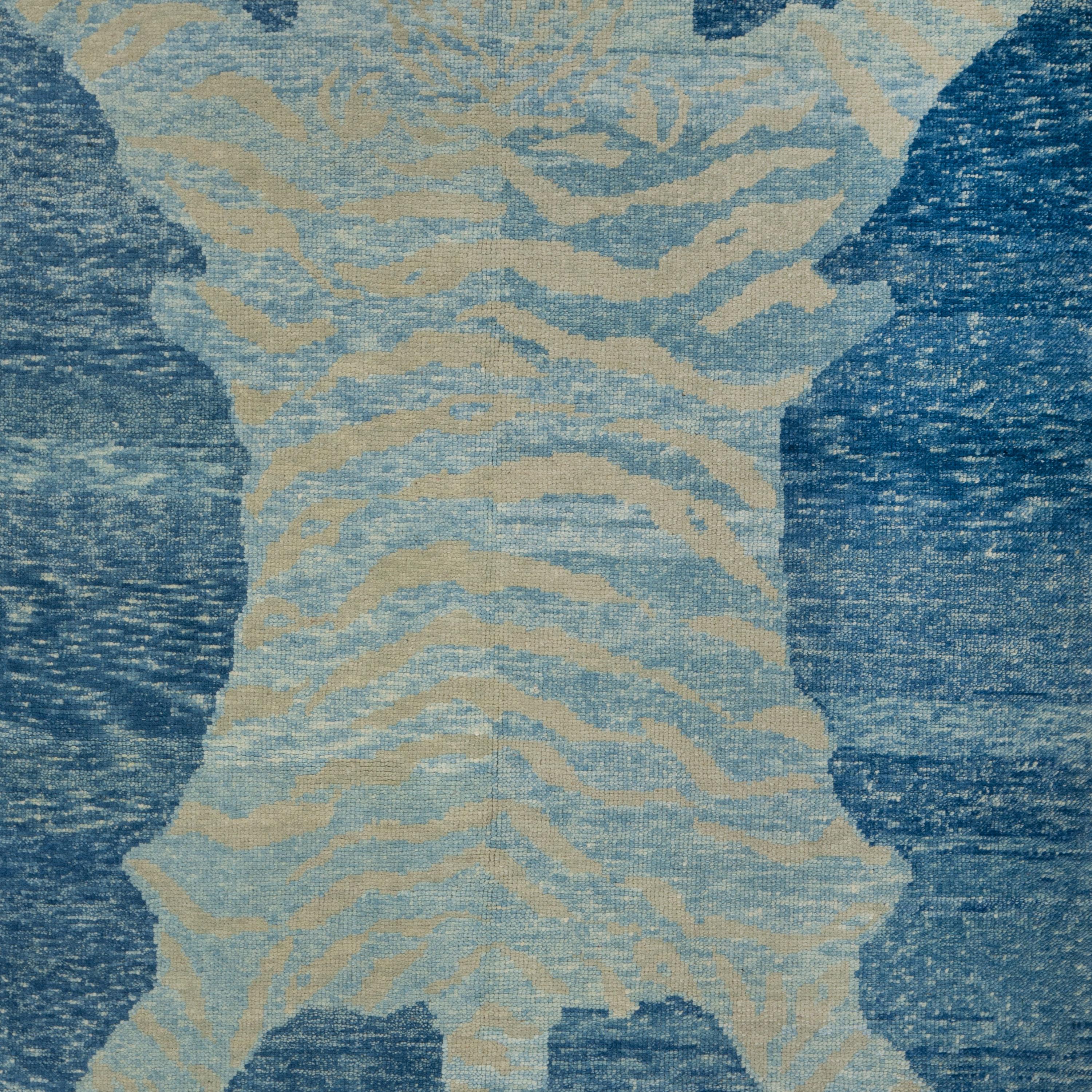 Abc Teppich Blau Tiger Moderner türkischer Wollteppich - 5'7