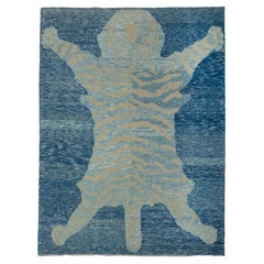 abc carpet Blue Tiger Modern Turkish Wool Rug - 5'7" x 7'3"