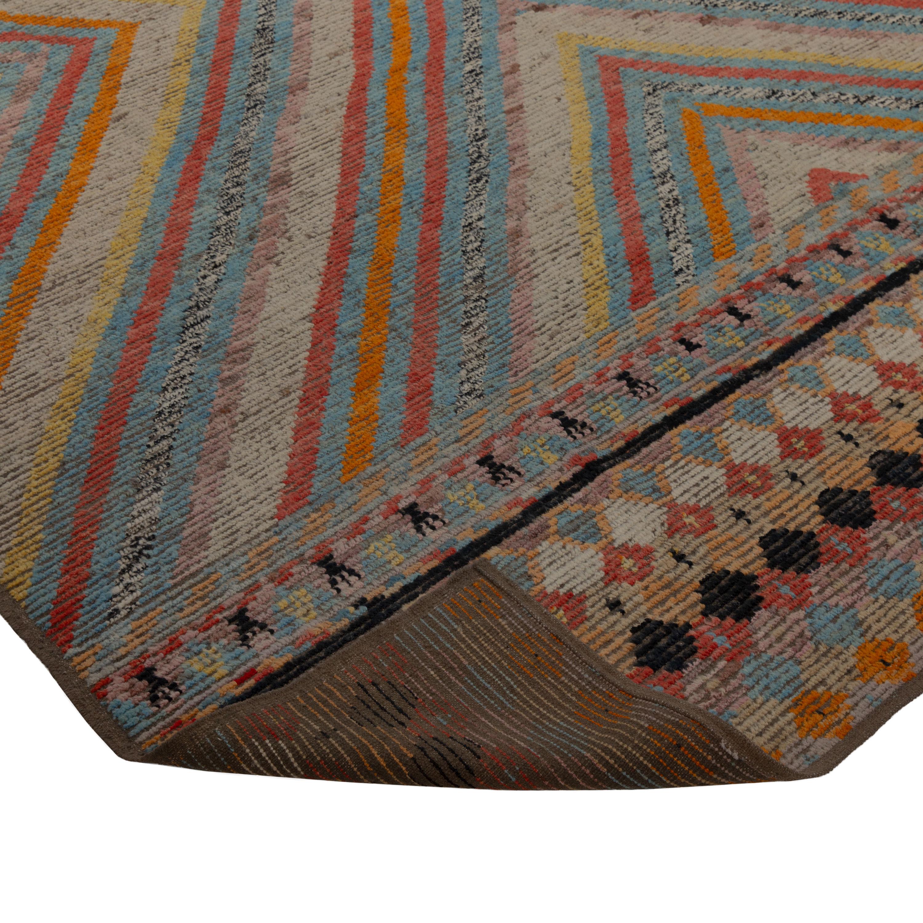 Mid-Century Modern abc carpet Blue Zameen Transitional Wool Rug - 9'6