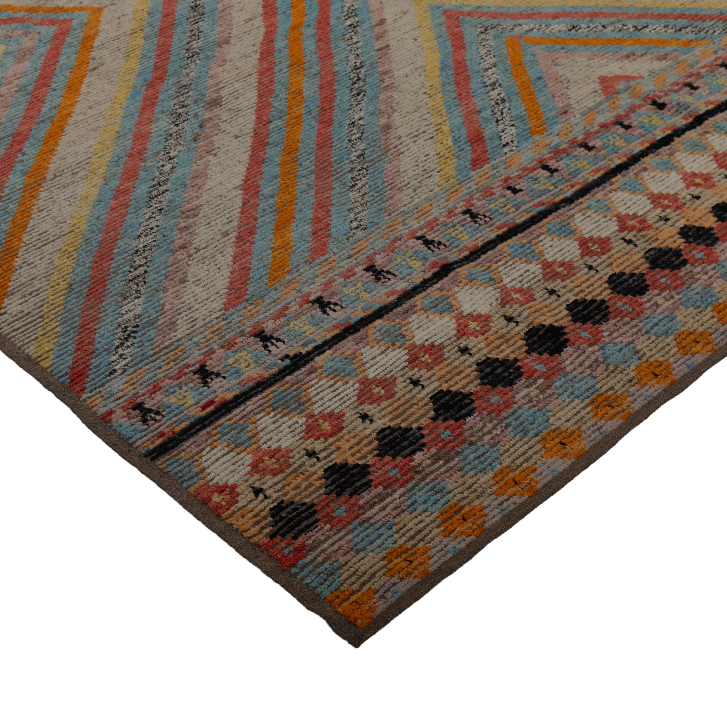 Afghan abc carpet Blue Zameen Transitional Wool Rug - 9'6