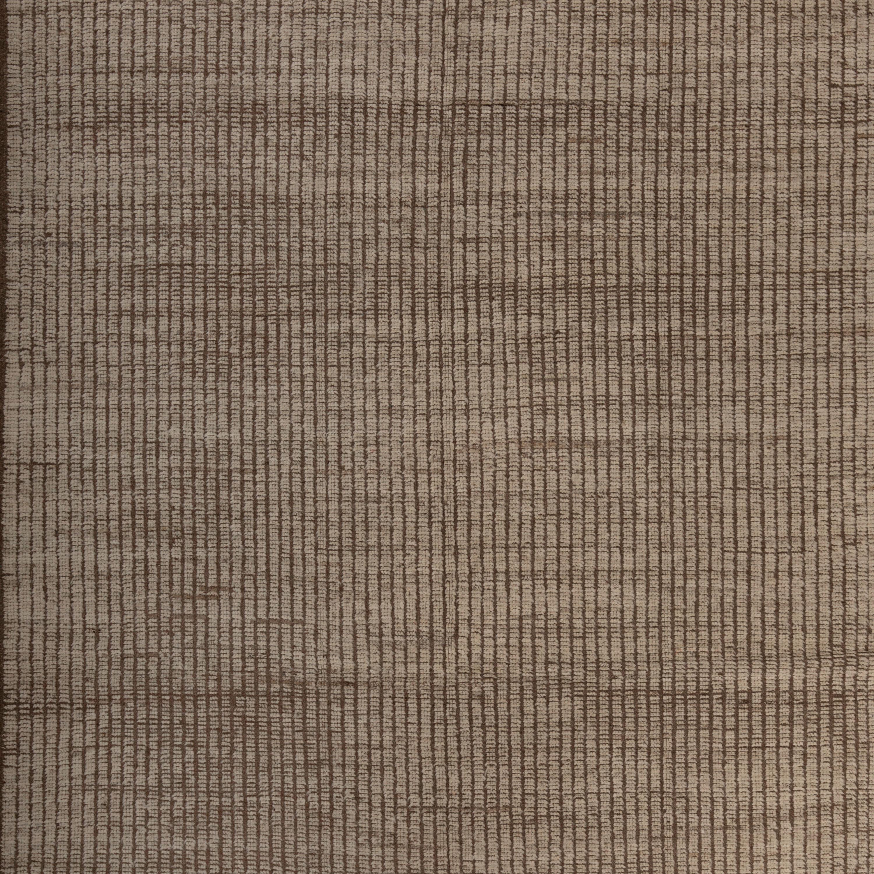 Hand-Knotted abc carpet Brown Solid Zameen Modern Wool Rug - 6'4