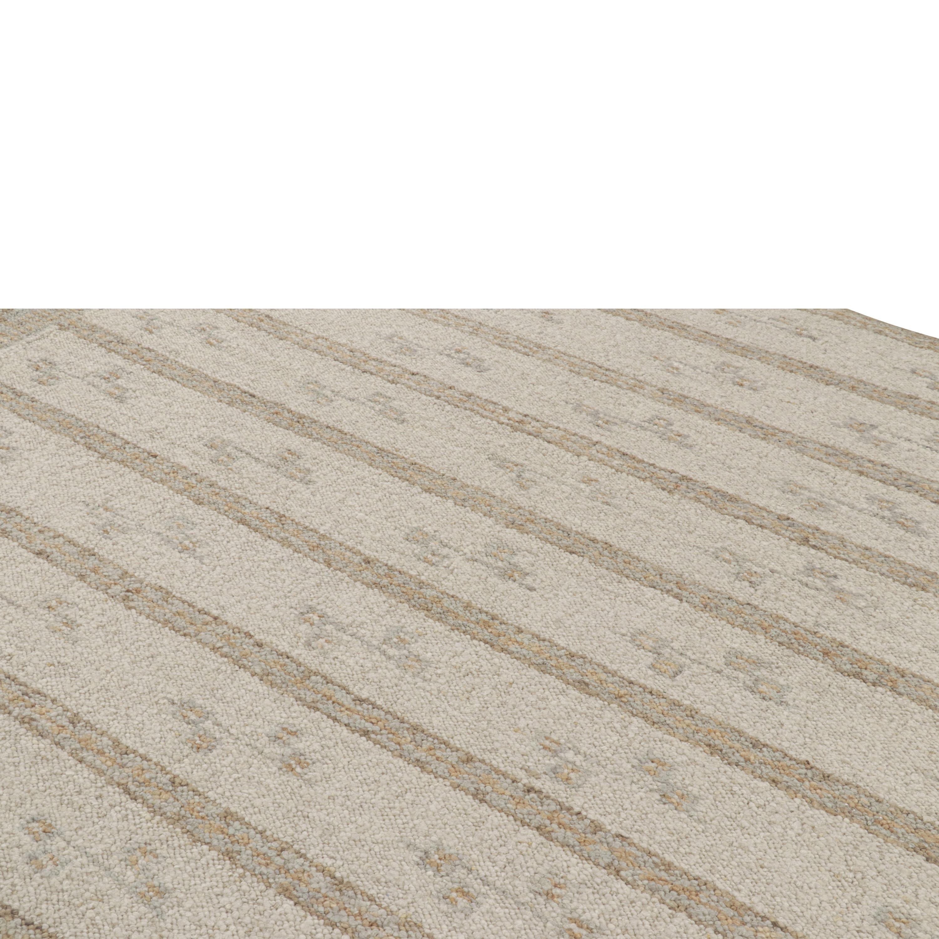 XXI secolo e contemporaneo abc carpet Tappeto in lana a trama piatta marrone di ispirazione svedese - 8'2