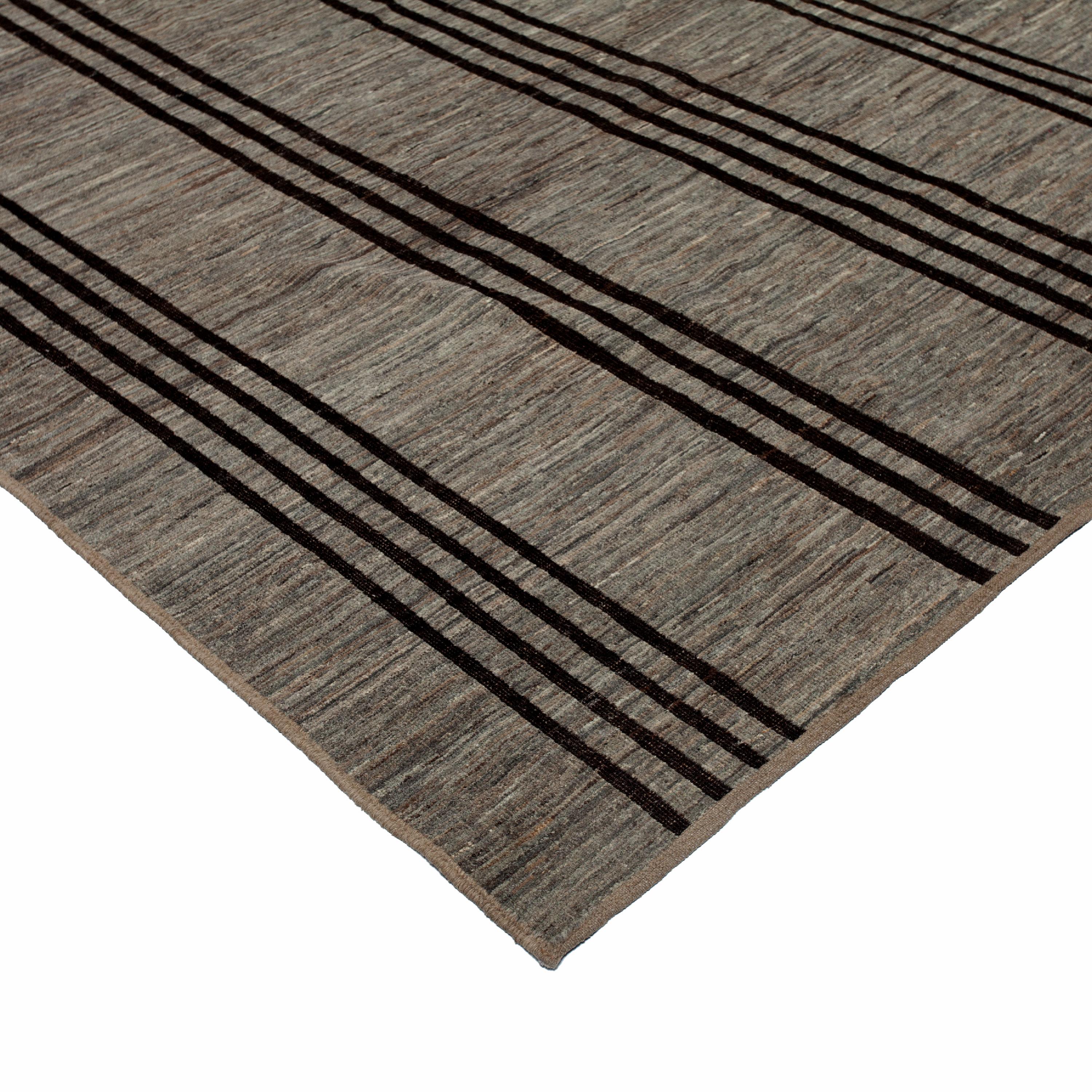 Afghan abc carpet Brown Zameen Modern Wool Rug - 10'6