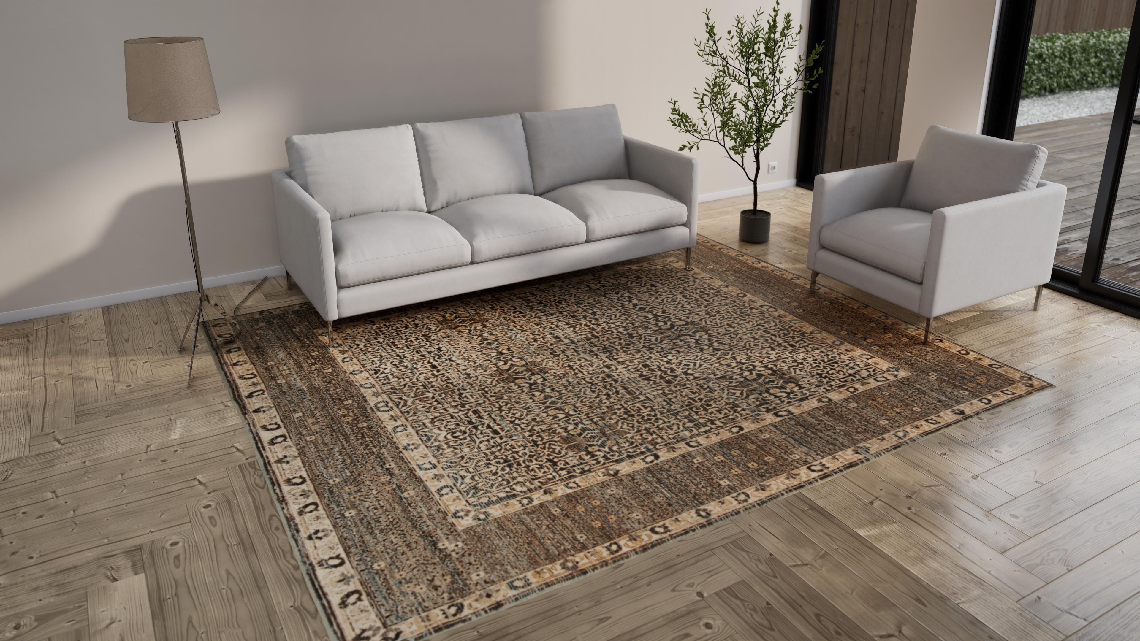 Afghan abc carpet Brown Zameen Transitional Wool Rug - 8'7