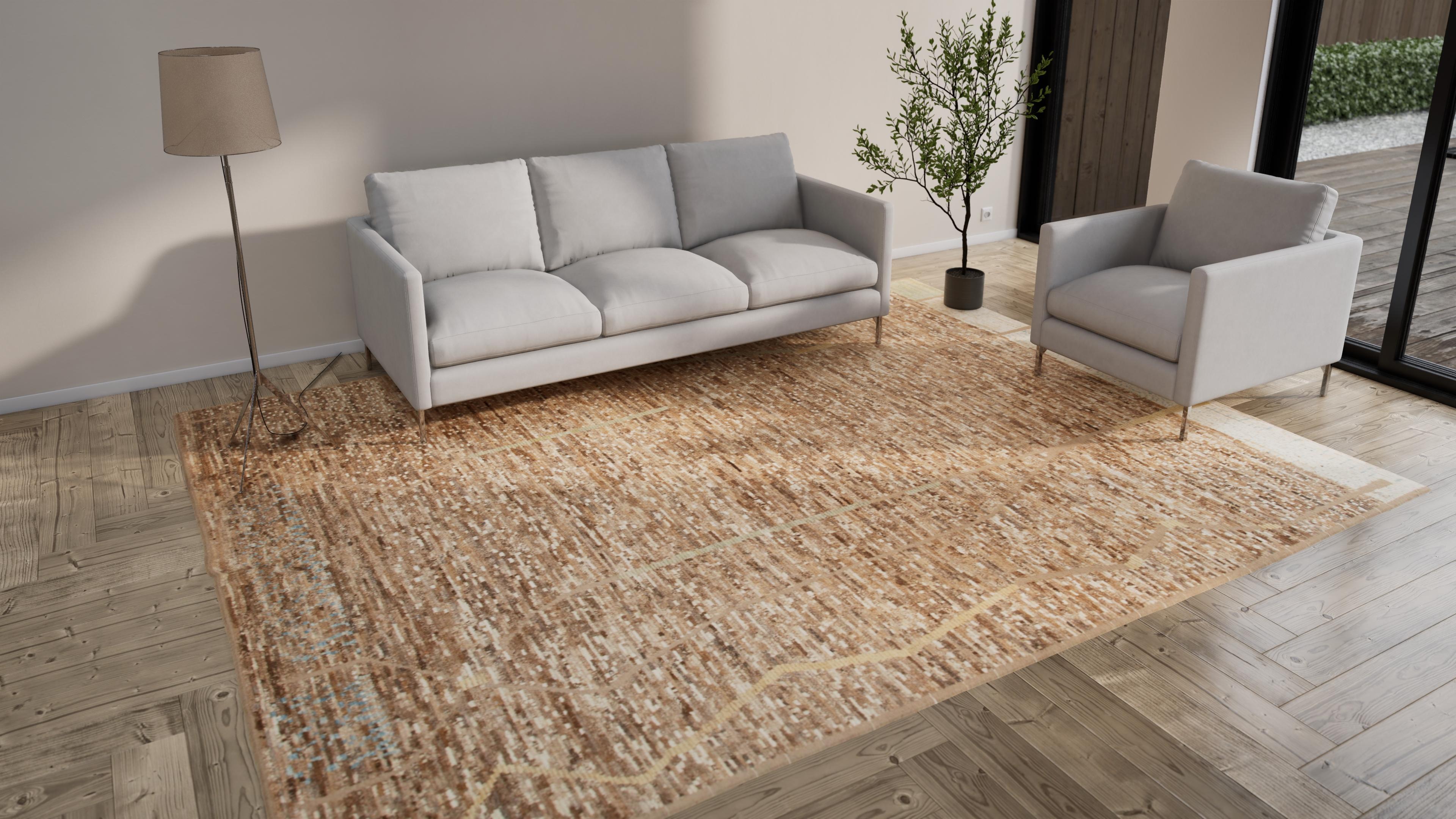 Ispirato alle fondamenta dei colori naturali e dei materiali puri della Terra, il Tappeto in Lana Transitional Brown Zameen - 9'6