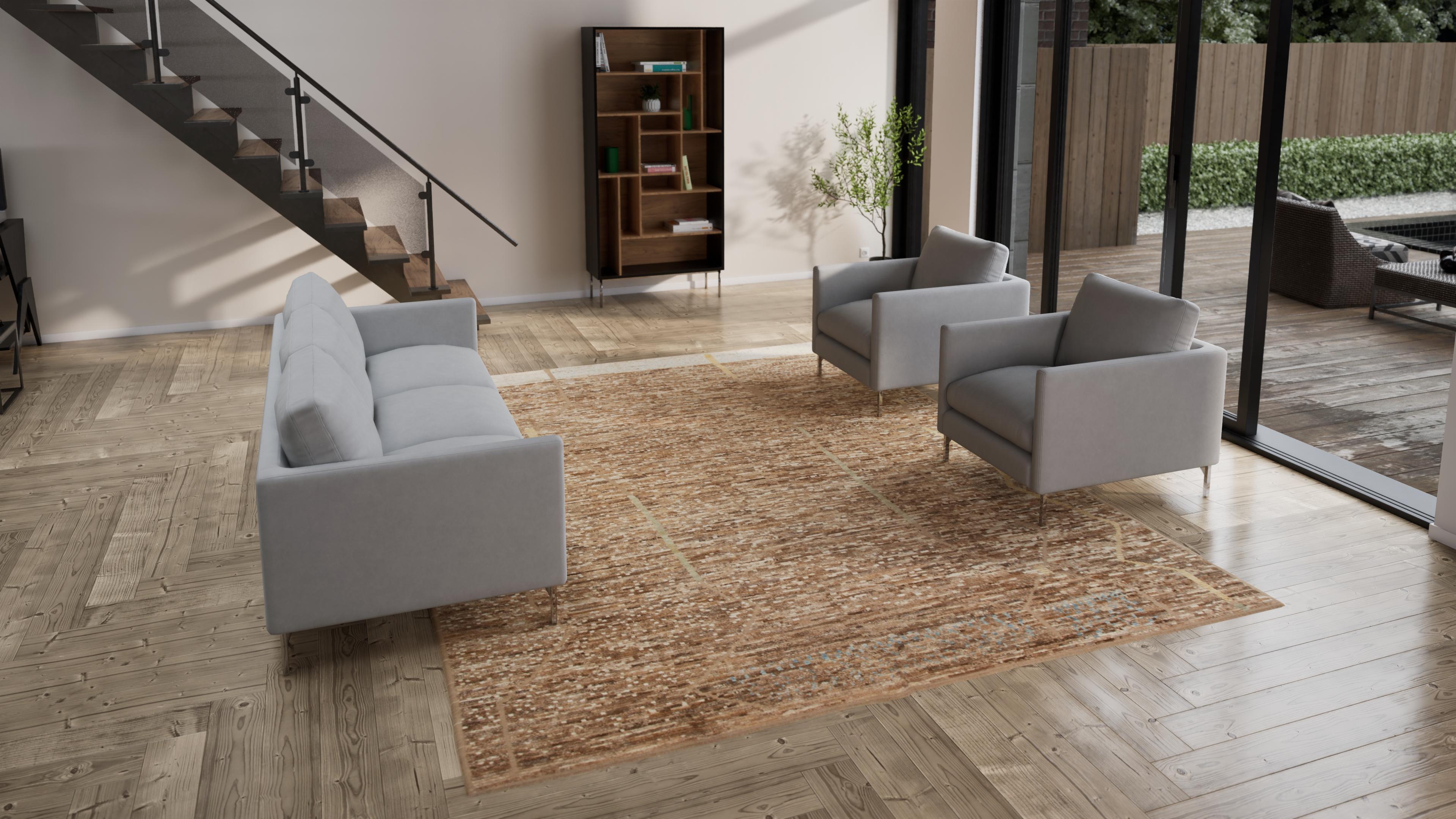 XXI secolo e contemporaneo Tappeto abc Brown Zameen Transitional Wool Rug - 9'6