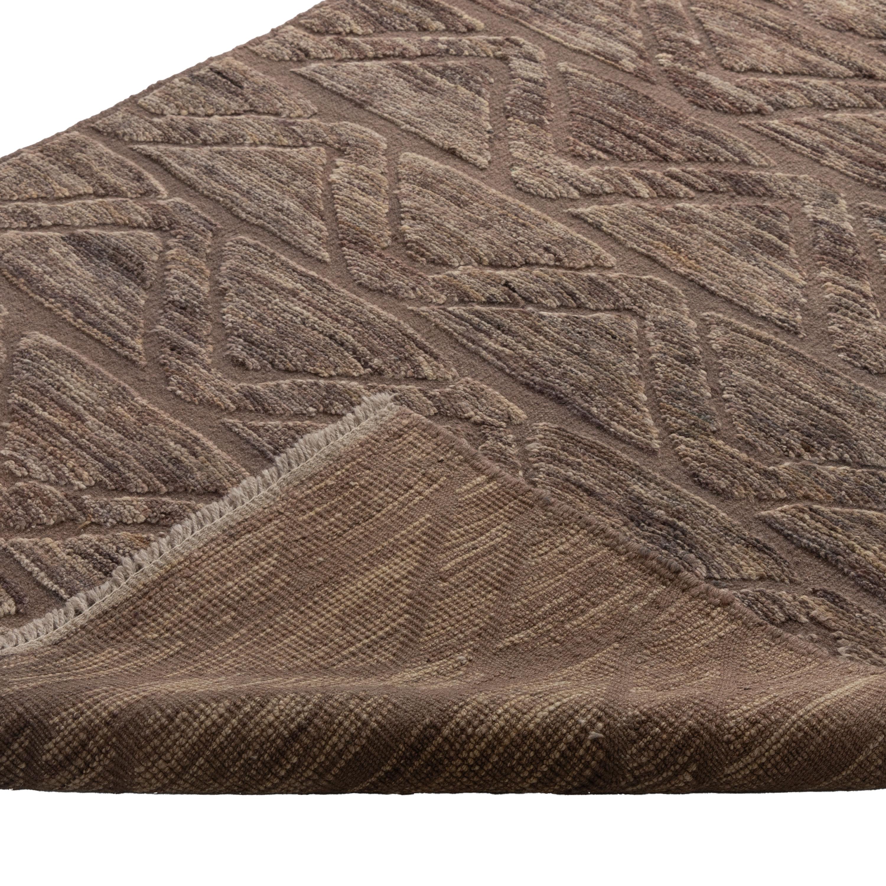 Mid-Century Modern abc carpet Brown Zameen Transitional Wool Runner - 3' x 9'10