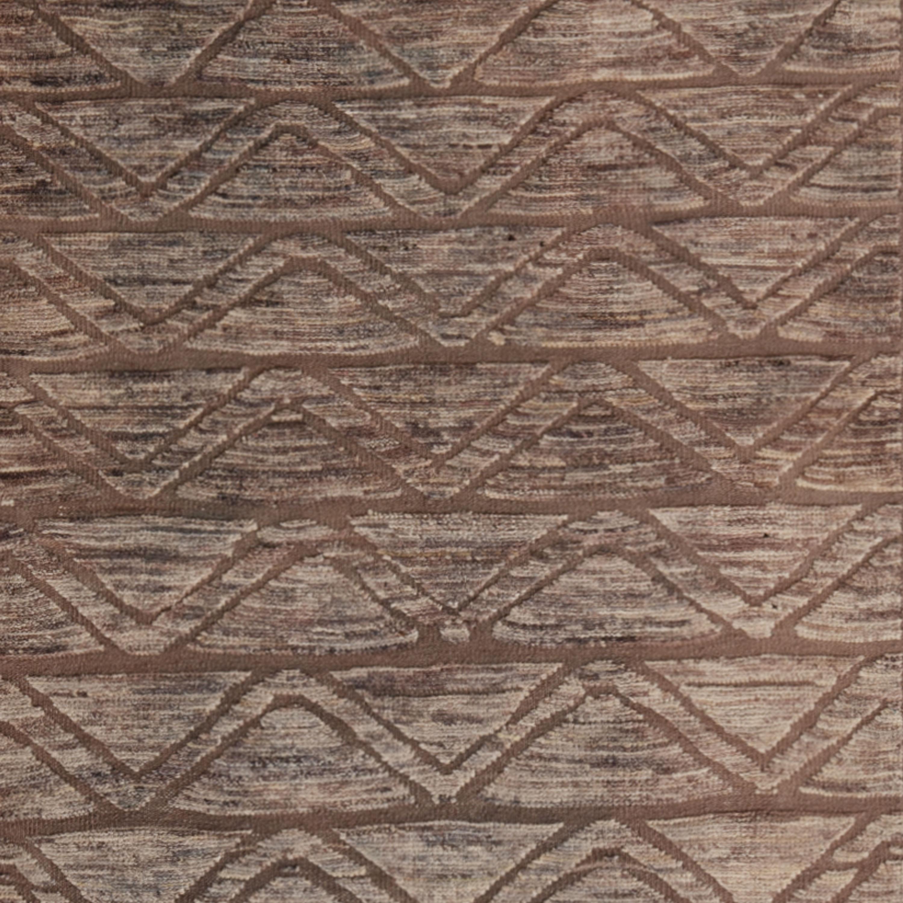 Hand-Knotted abc carpet Brown Zameen Transitional Wool Runner - 3' x 9'10