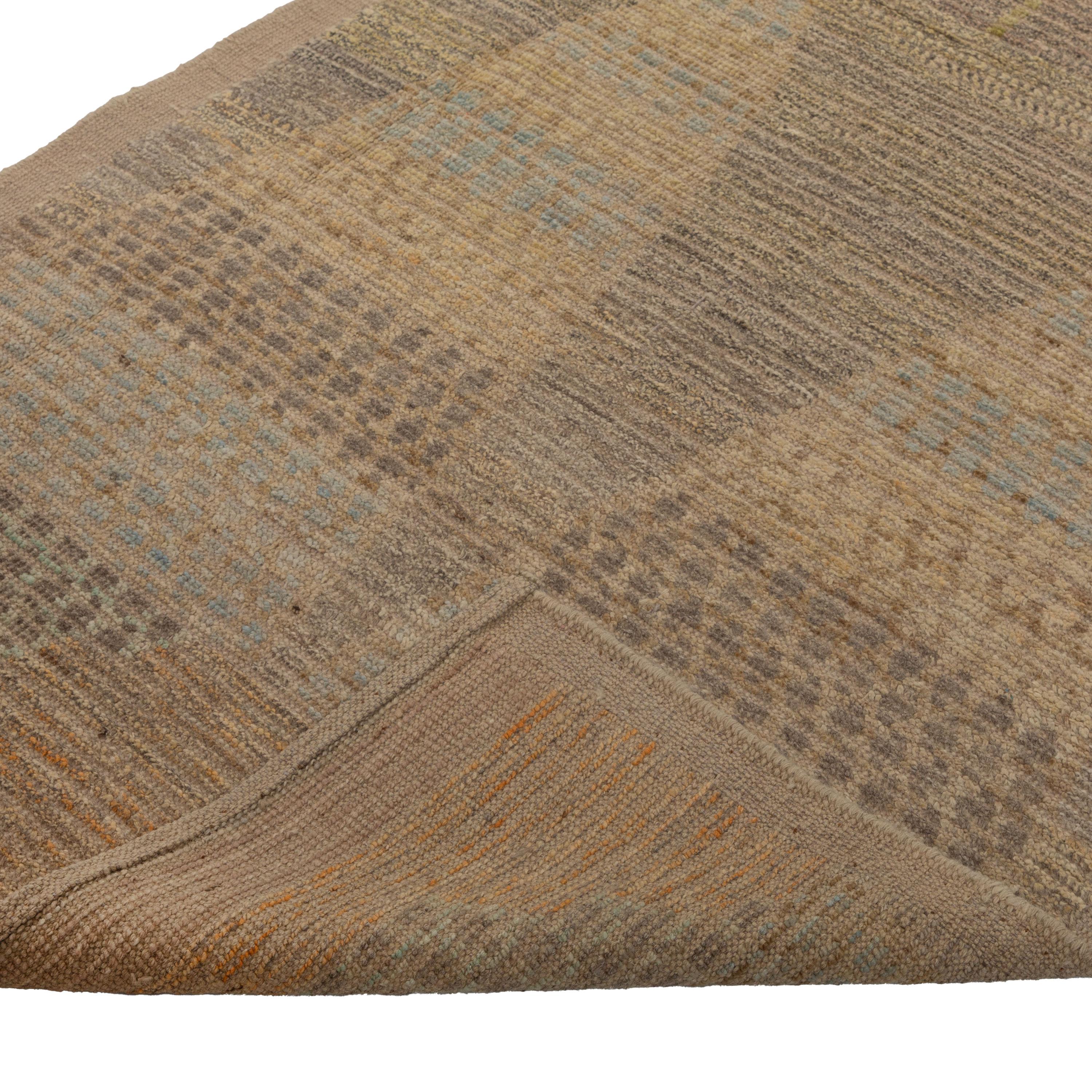 Mid-Century Modern abc carpet Brown Zameen Transitional Wool Runner - 3'4