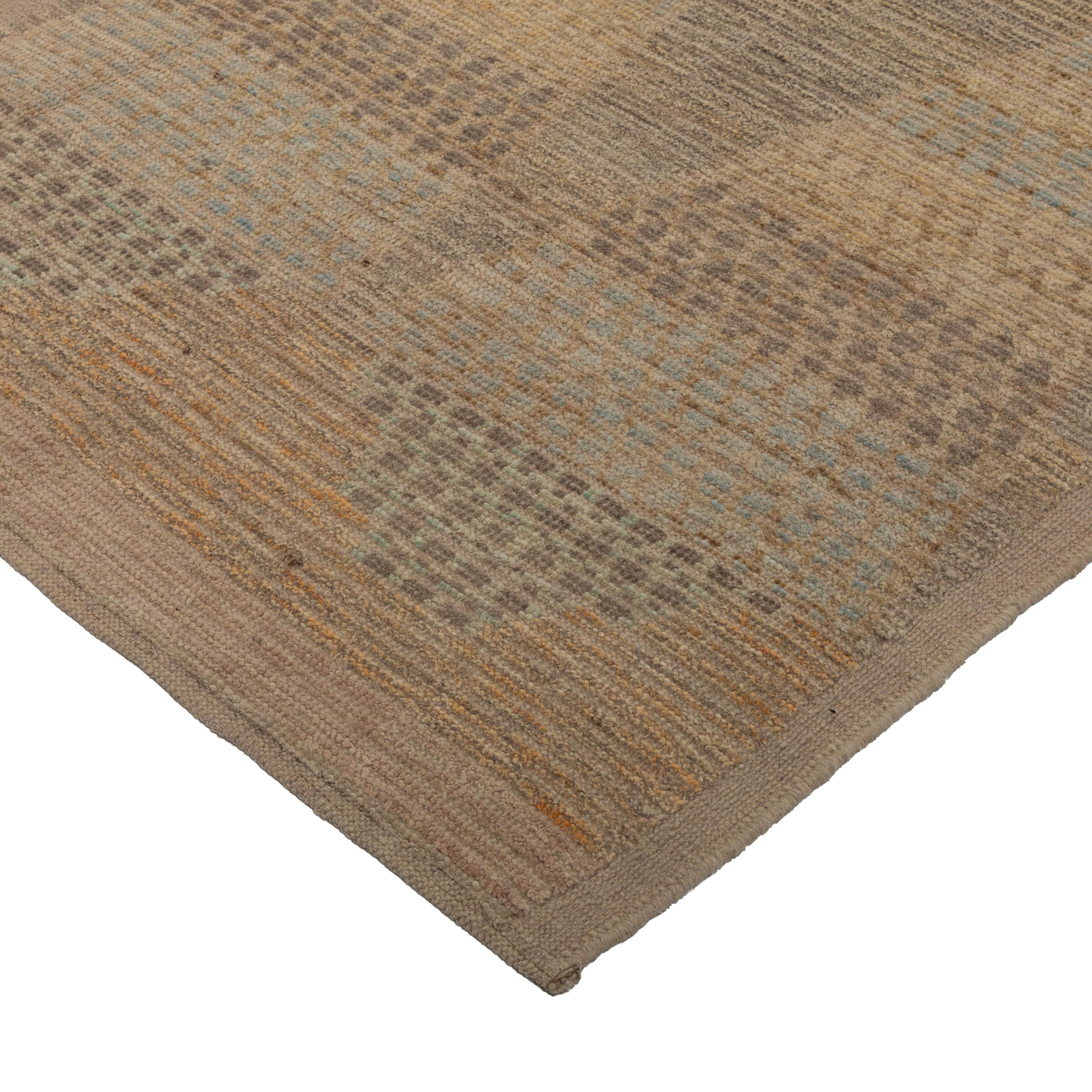 Afghan abc carpet Brown Zameen Transitional Wool Runner - 3'4