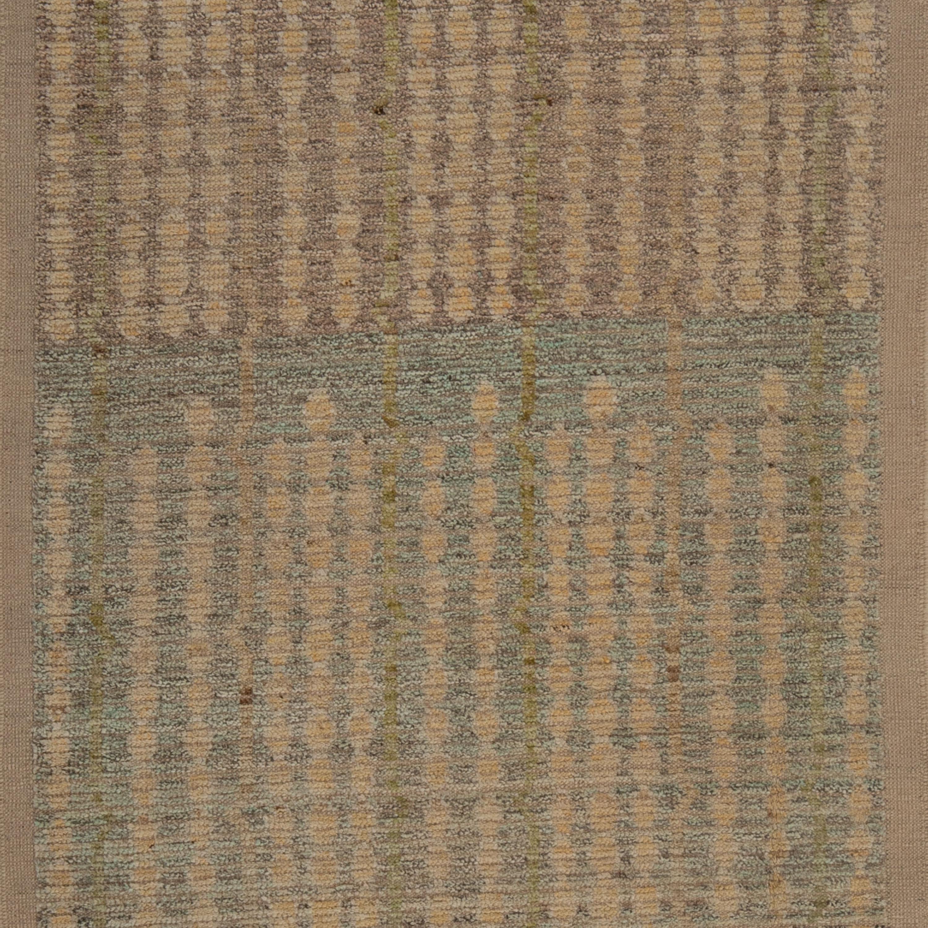 Hand-Knotted abc carpet Brown Zameen Transitional Wool Runner - 3'4
