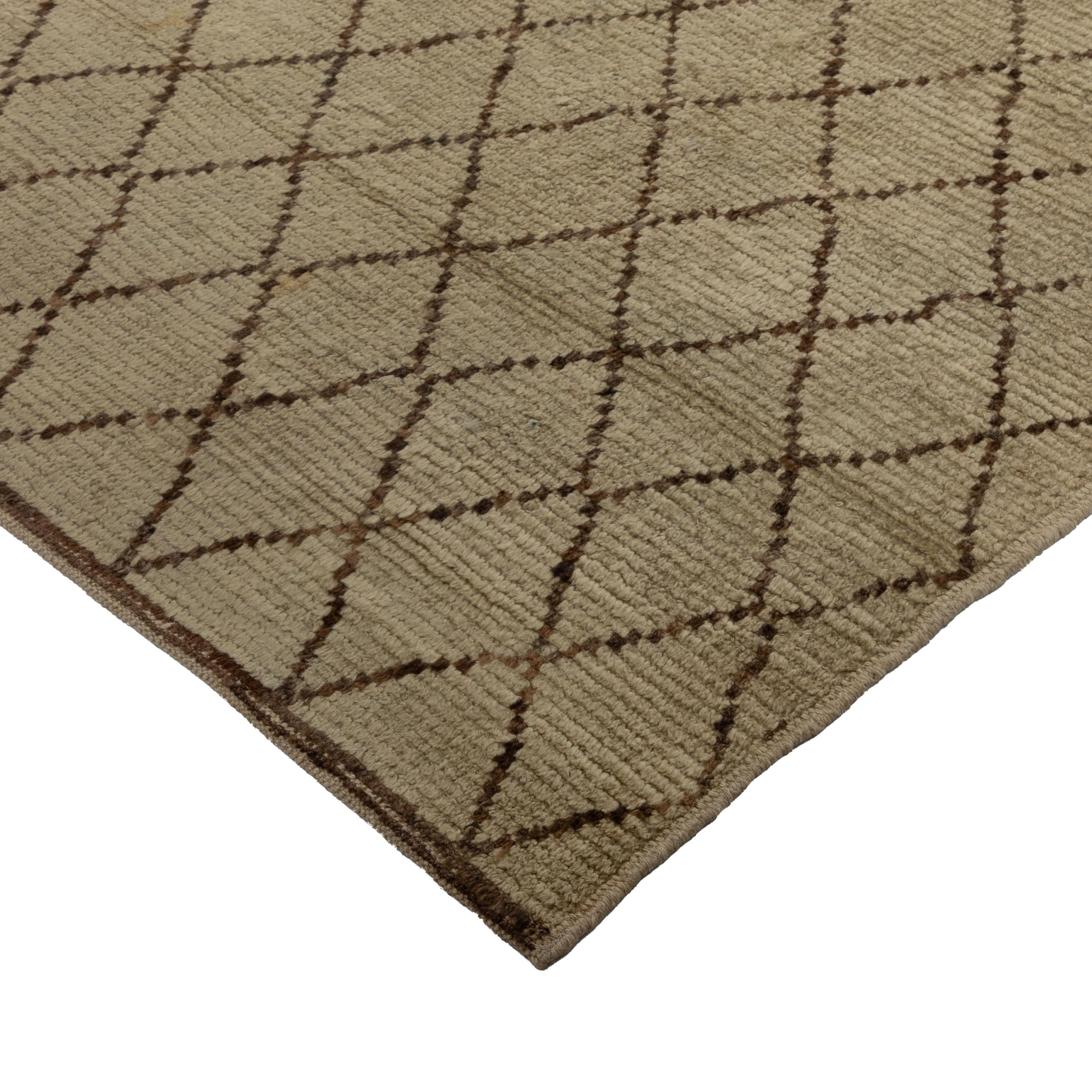 Mid-Century Modern abc carpet Brown Zameen Transitional Wool Runner - 3'4