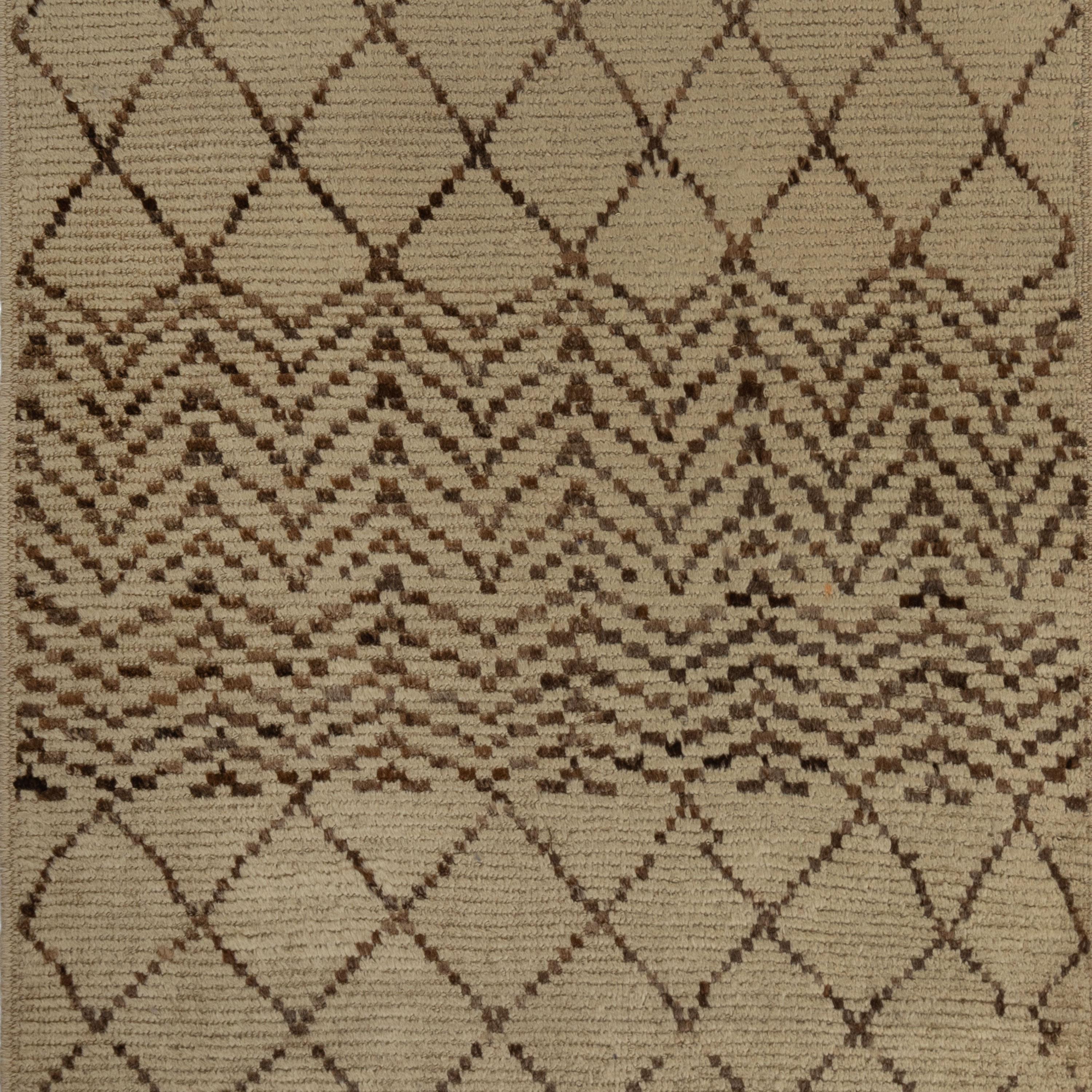 Afghan abc carpet Brown Zameen Transitional Wool Runner - 3'4