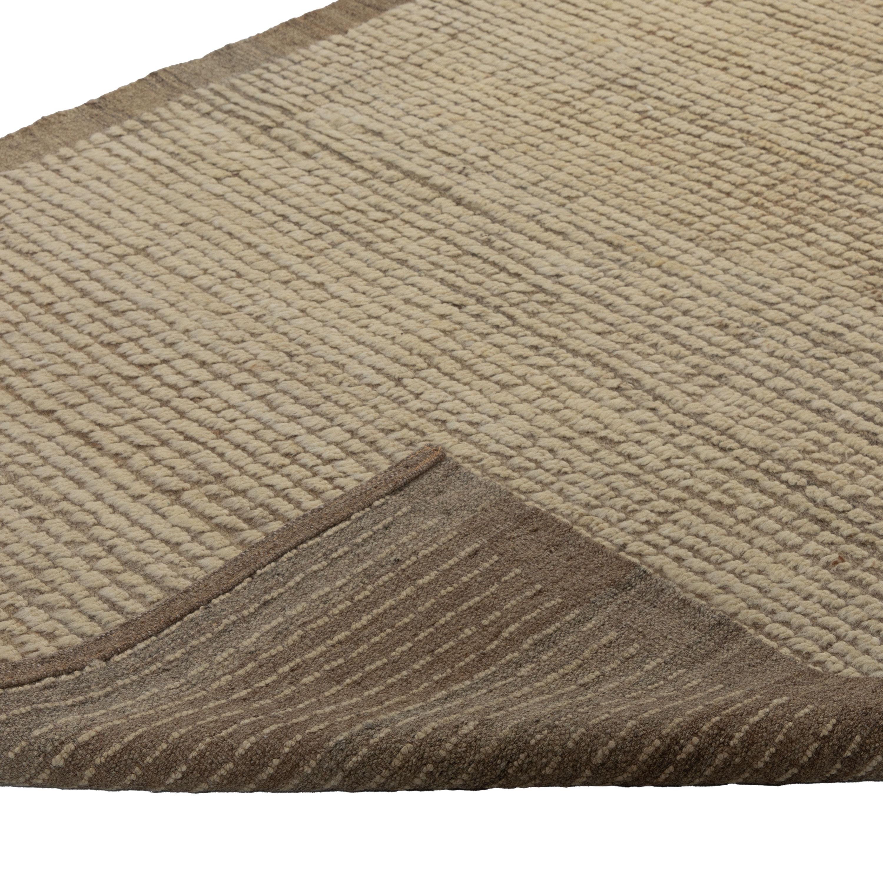 Mid-Century Modern abc carpet Brown Zameen Transitional Wool Runner - 3'5