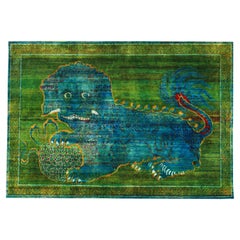 abc carpet Green and Blue Alchemy Transitional Silk Rug - 4'8" x 6'9"