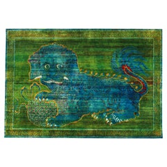 Grüner und blauer Alchemy Transitional Seidenteppich im abc-Stil - 4'8" x 6'9"