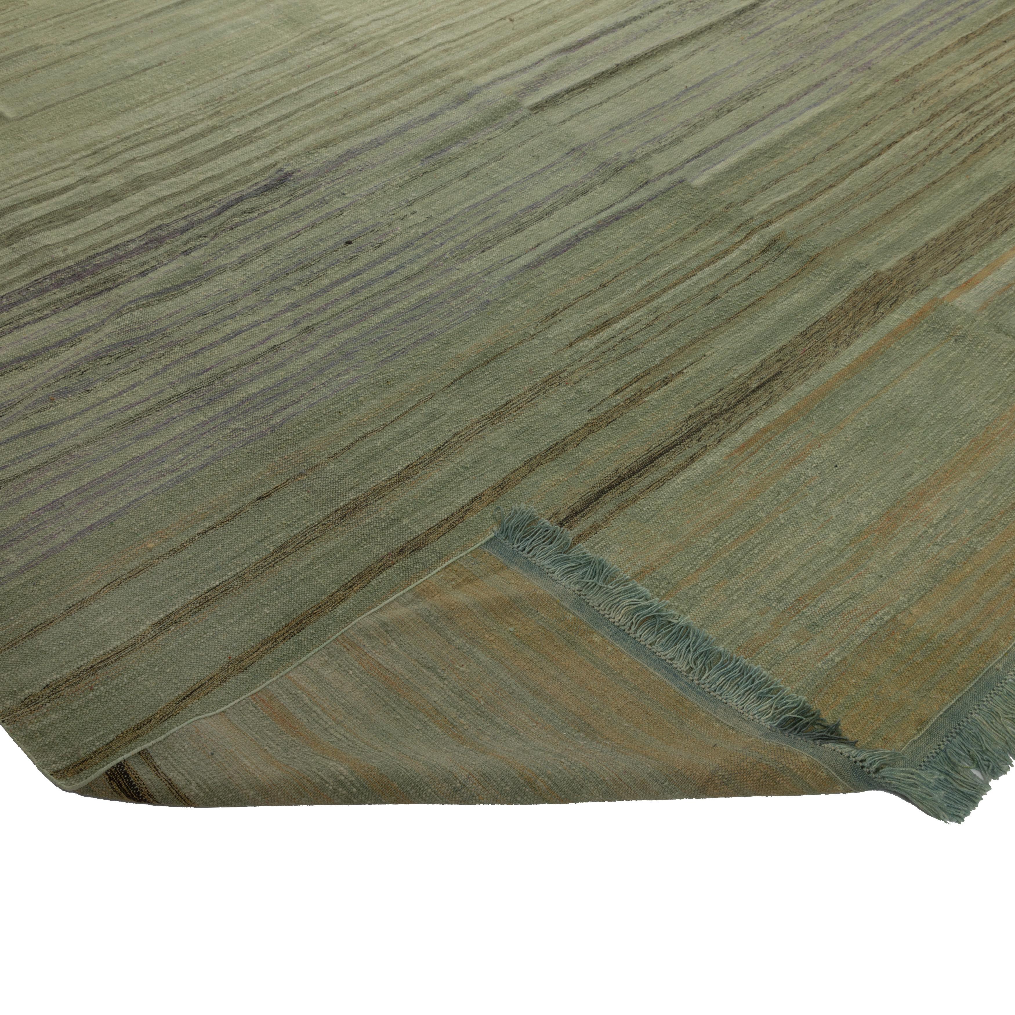 Indian abc carpet Green Flatweave Rug - 10'11