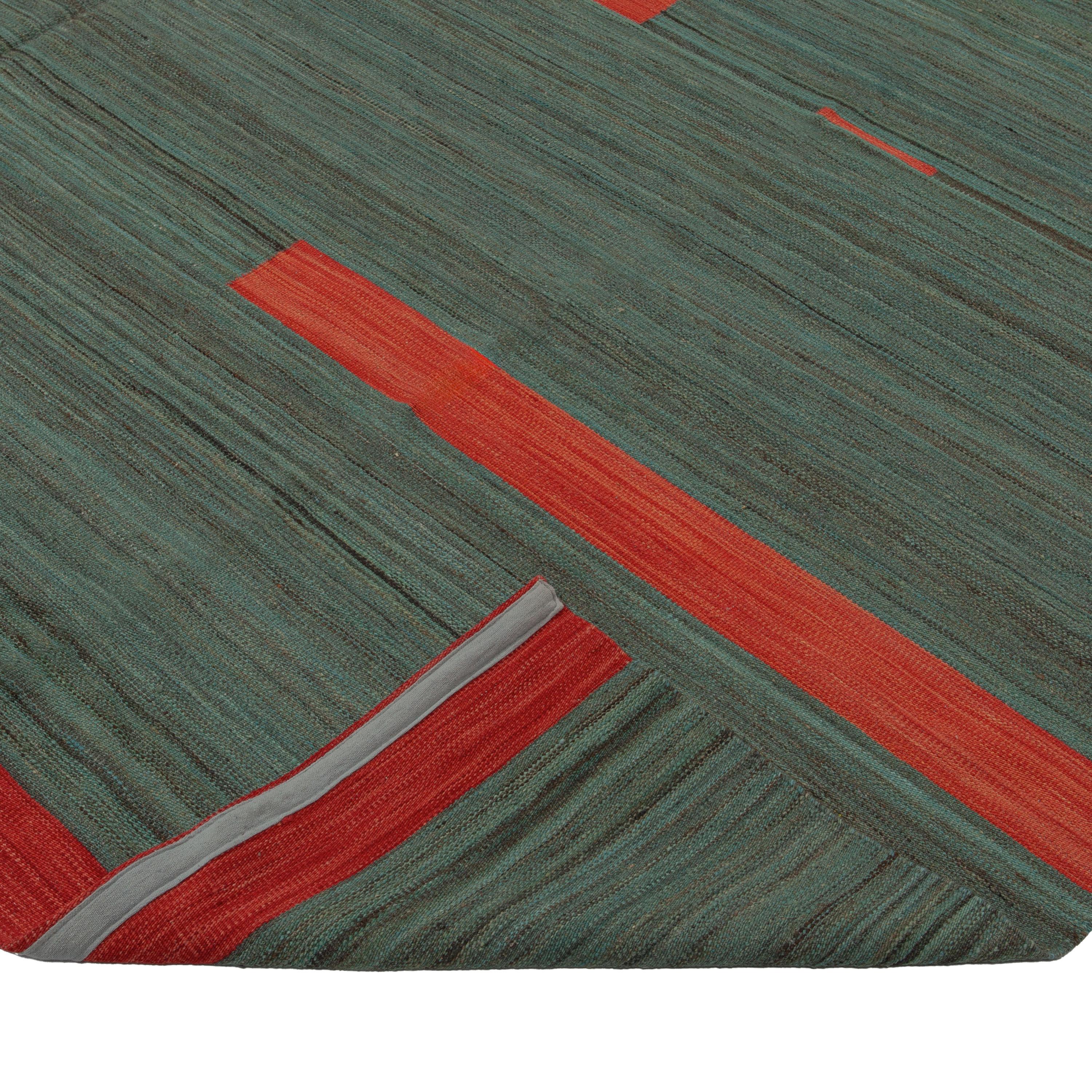 alfombra abc Kilim moderno verde y rojo - 10'4