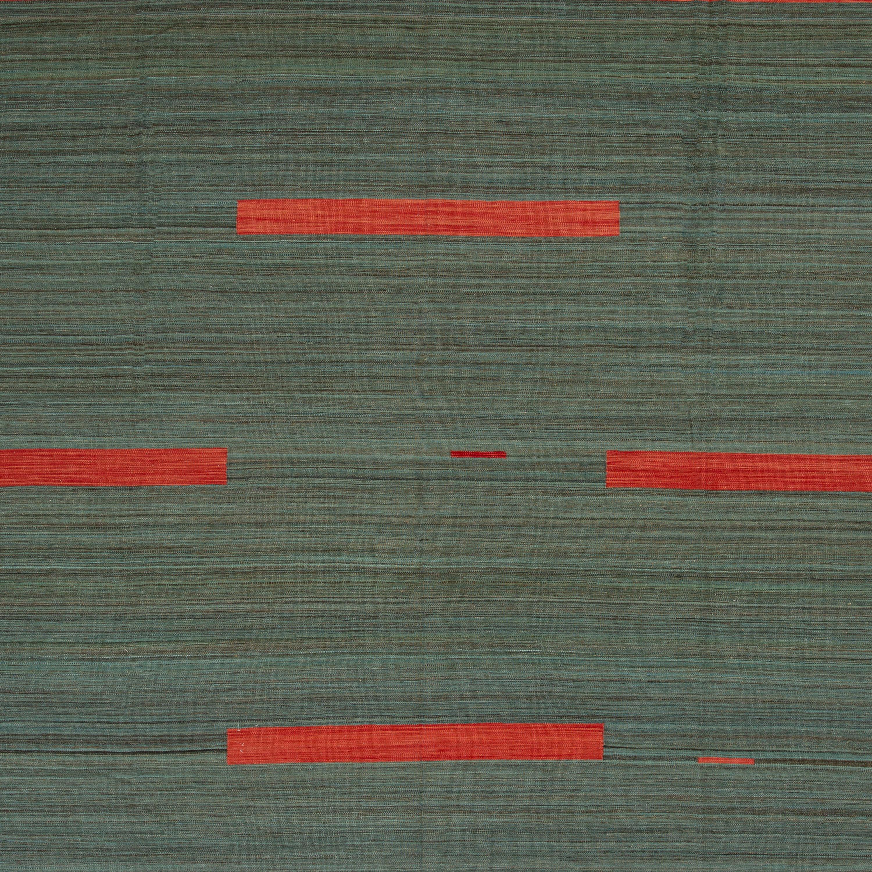 alfombra abc Kilim moderno verde y rojo - 10'4