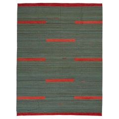 alfombra abc Kilim moderno verde y rojo - 10'4" x 13'6