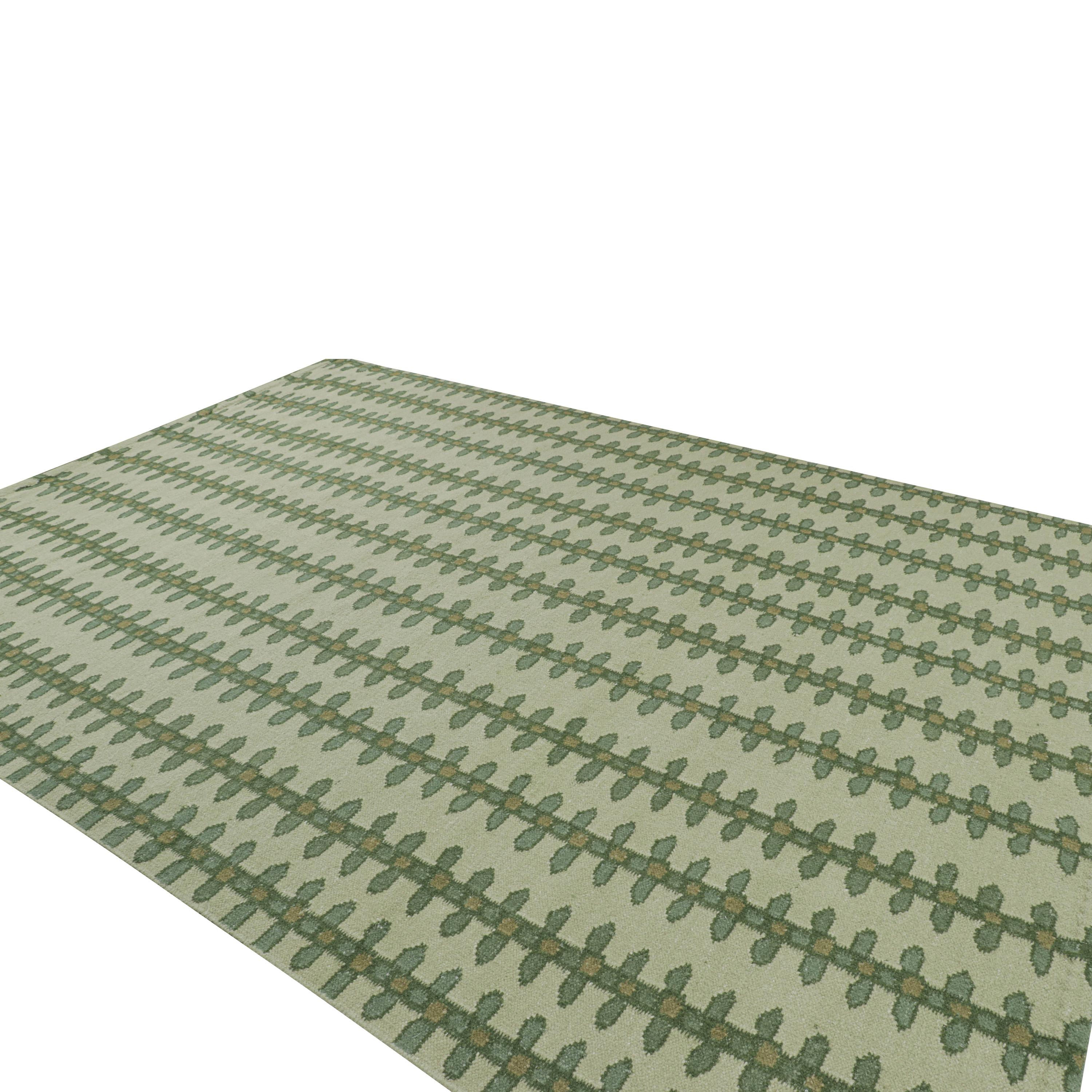 Tessuto a mano abc carpet Tappeto in lana a trama piatta di ispirazione svedese verde - 10'1