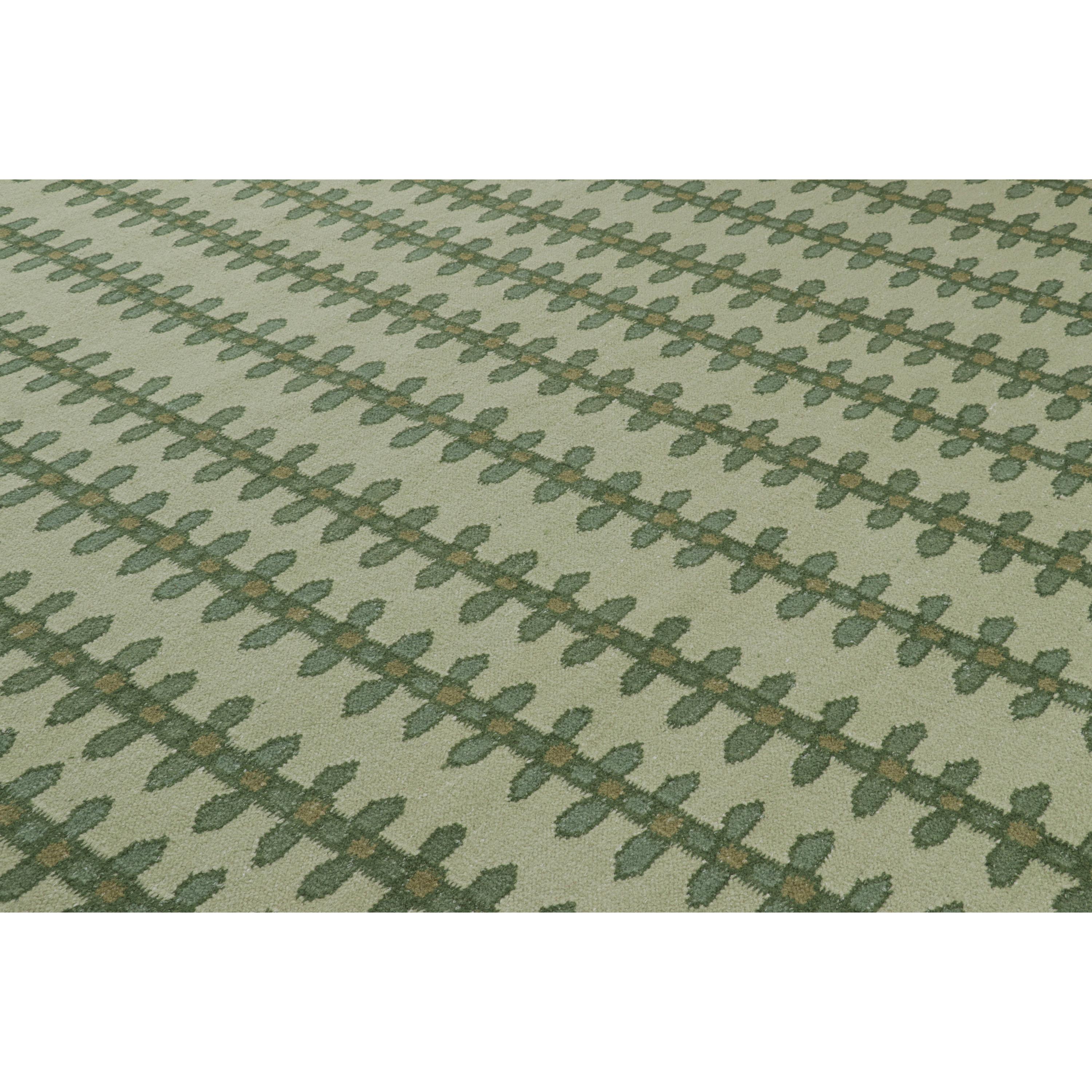 XXI secolo e contemporaneo abc carpet Tappeto in lana a trama piatta di ispirazione svedese verde - 10'1