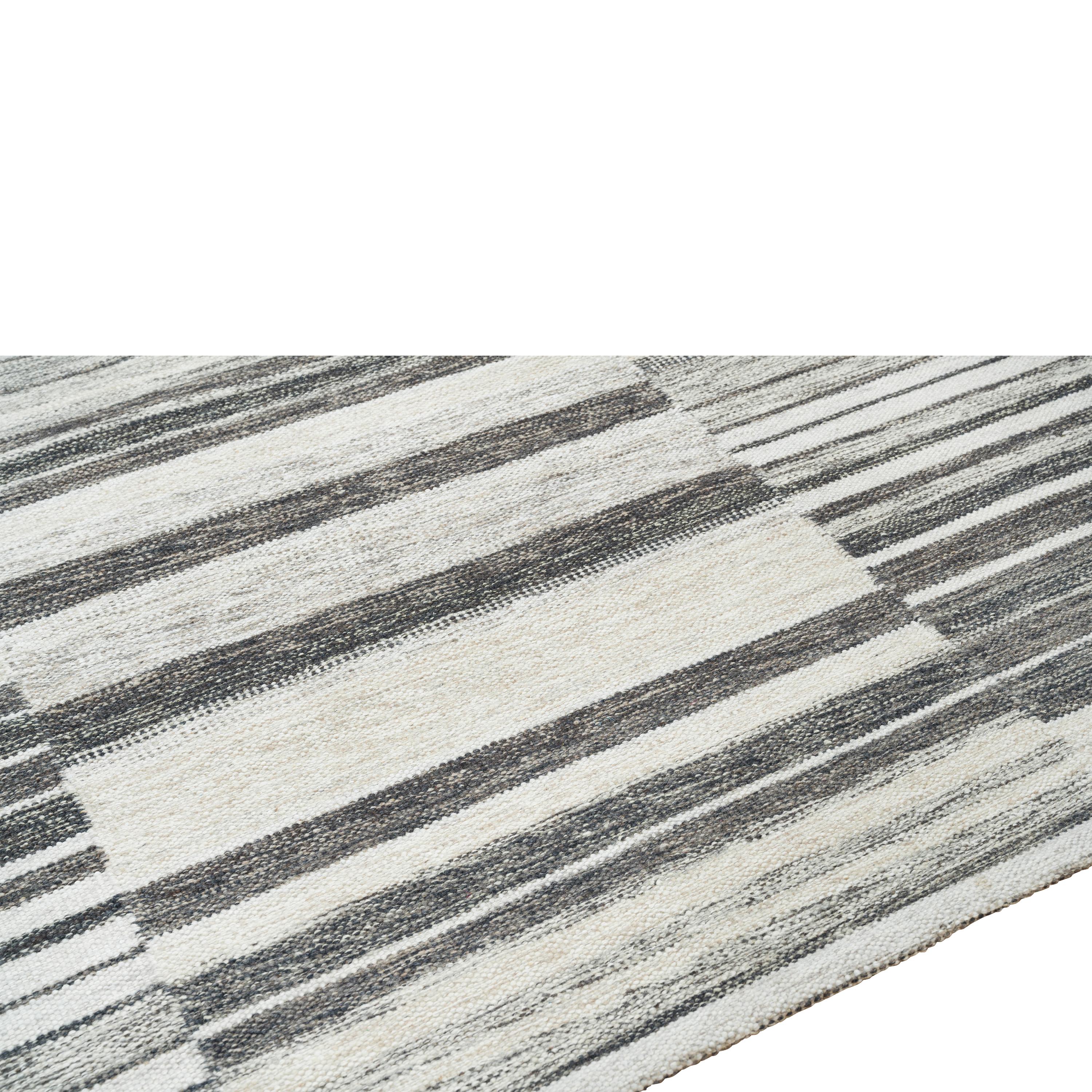 abc carpet Tapis en laine Dhurrie d'inspiration suédoise gris - 8' x 10' Neuf - En vente à New York, NY