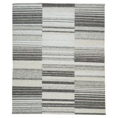 abc carpet Tapis en laine Dhurrie d'inspiration suédoise gris - 8' x 10'