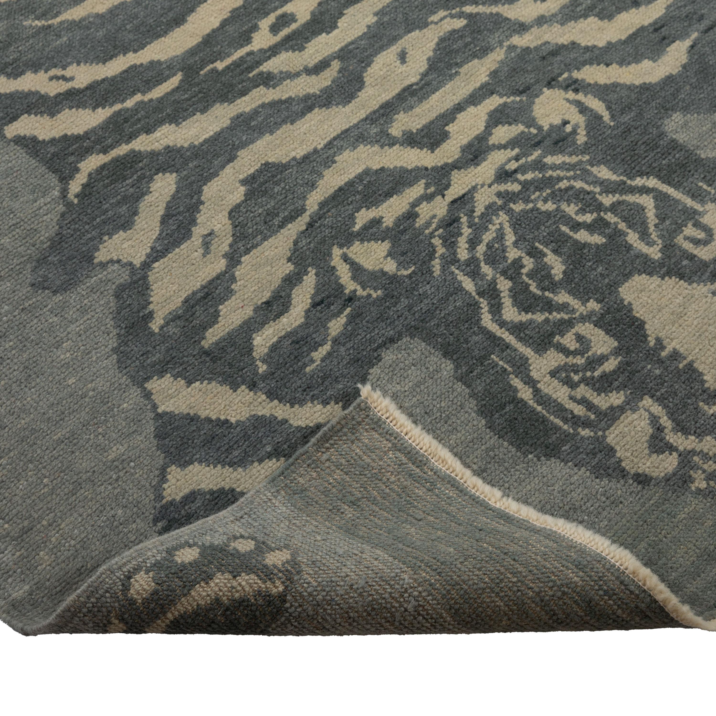 Hand-Knotted abc carpet Grey Tiger Modern Turkish Wool Rug - 4'9