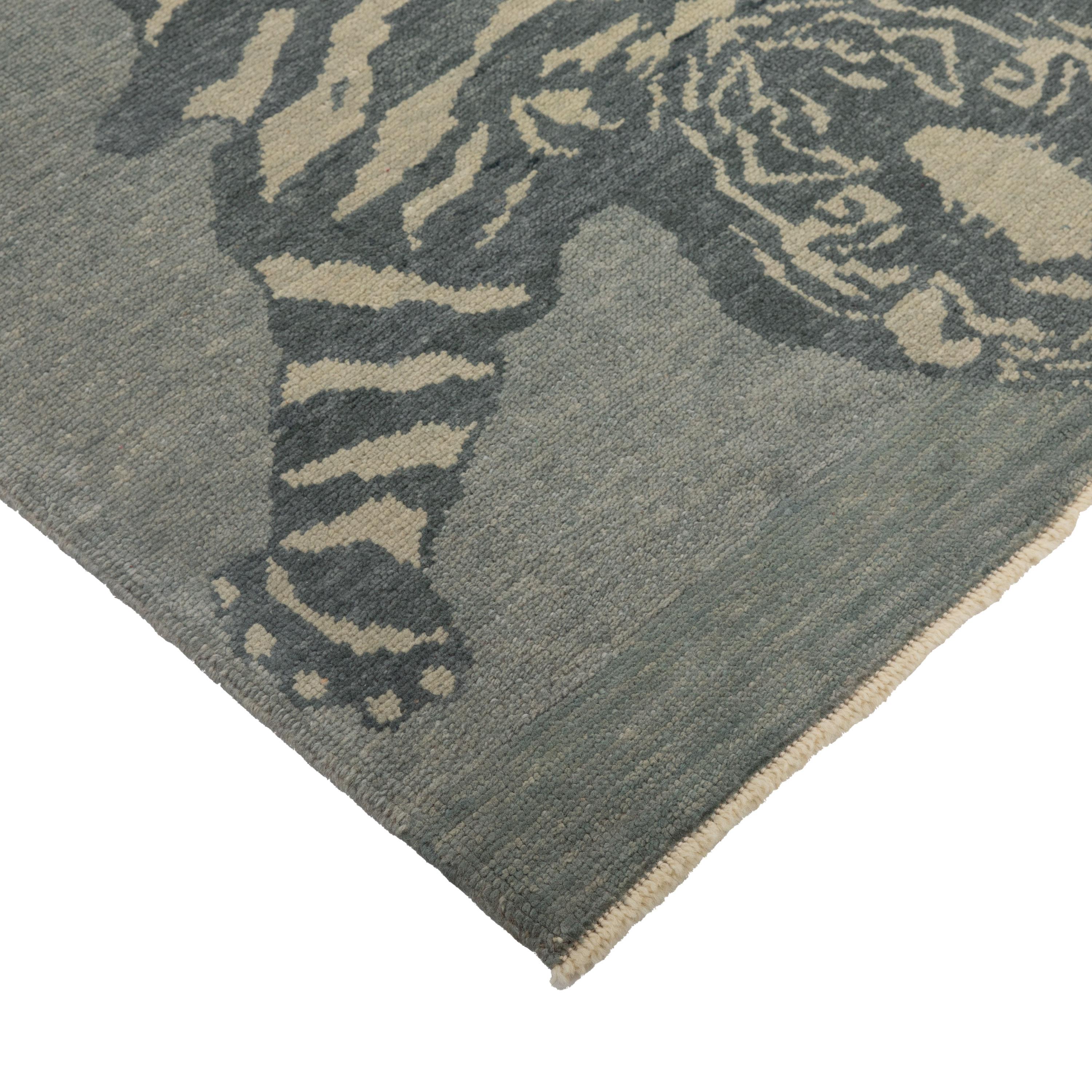abc carpet Grey Tiger Modern Turkish Wool Rug - 4'9