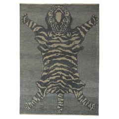 abc carpet Grey Tiger Modern Turkish Wool Rug - 4'9" x 6'7"
