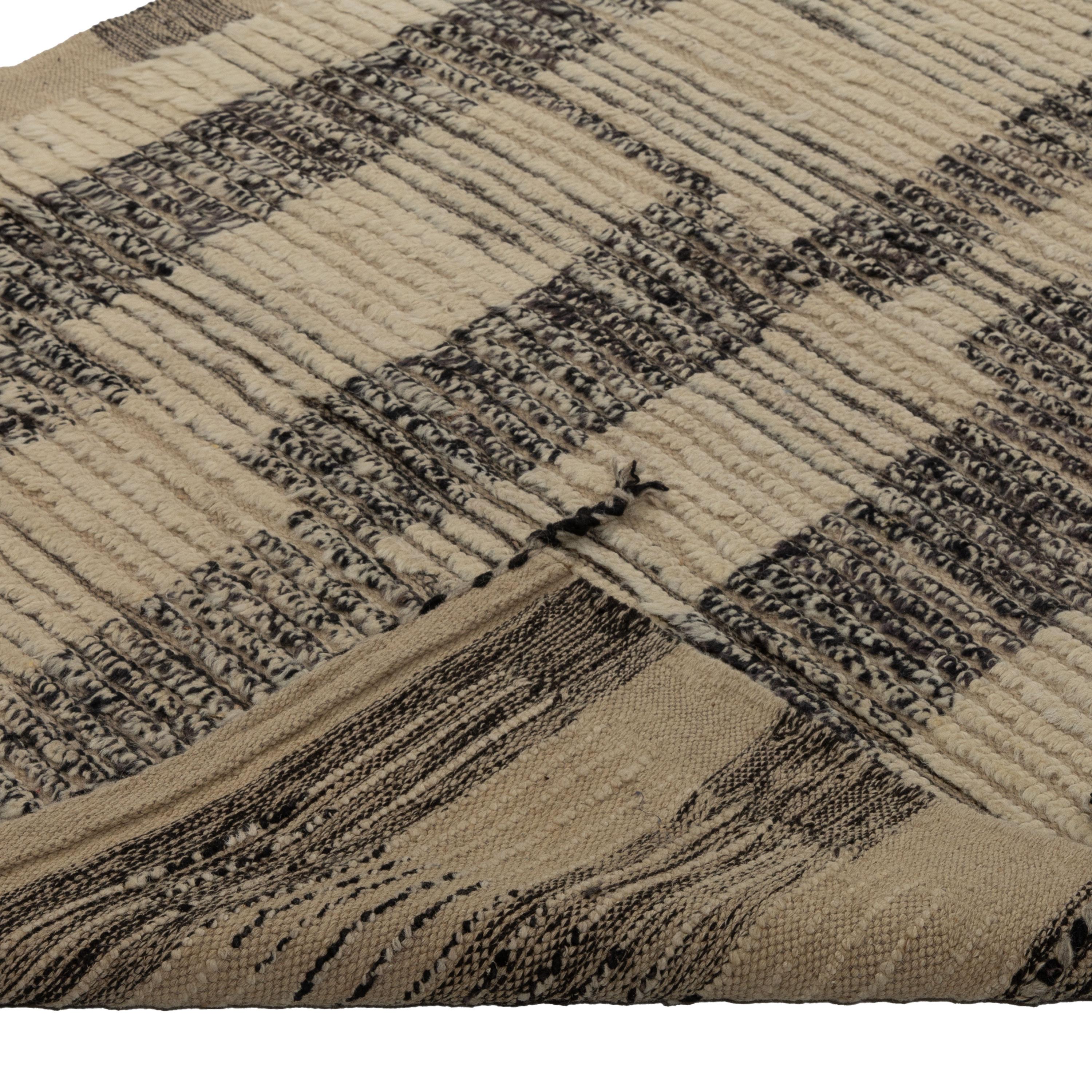 Mid-Century Modern abc carpet Grey Zameen Transitional Wool Runner - 3'4