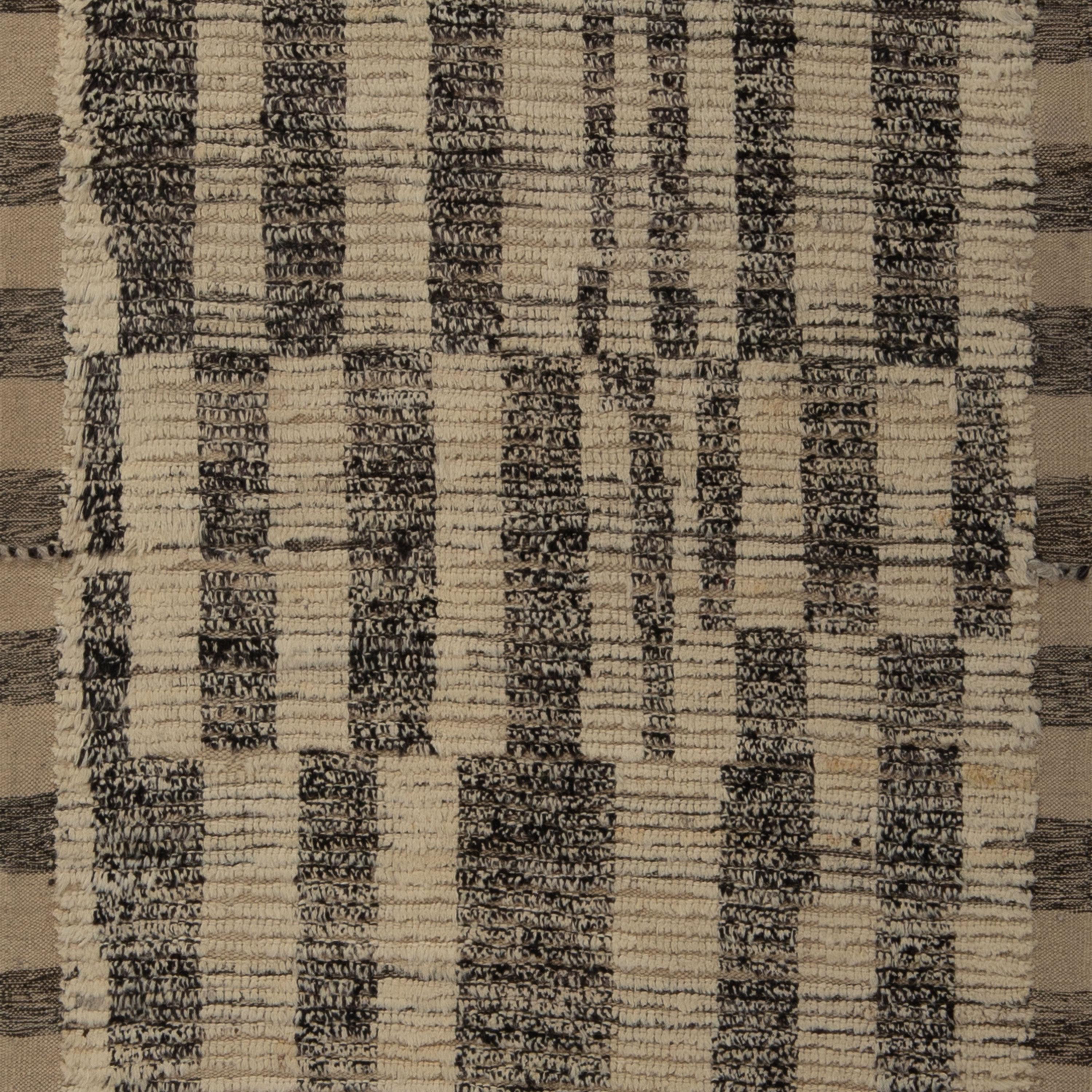 Hand-Knotted abc carpet Grey Zameen Transitional Wool Runner - 3'4