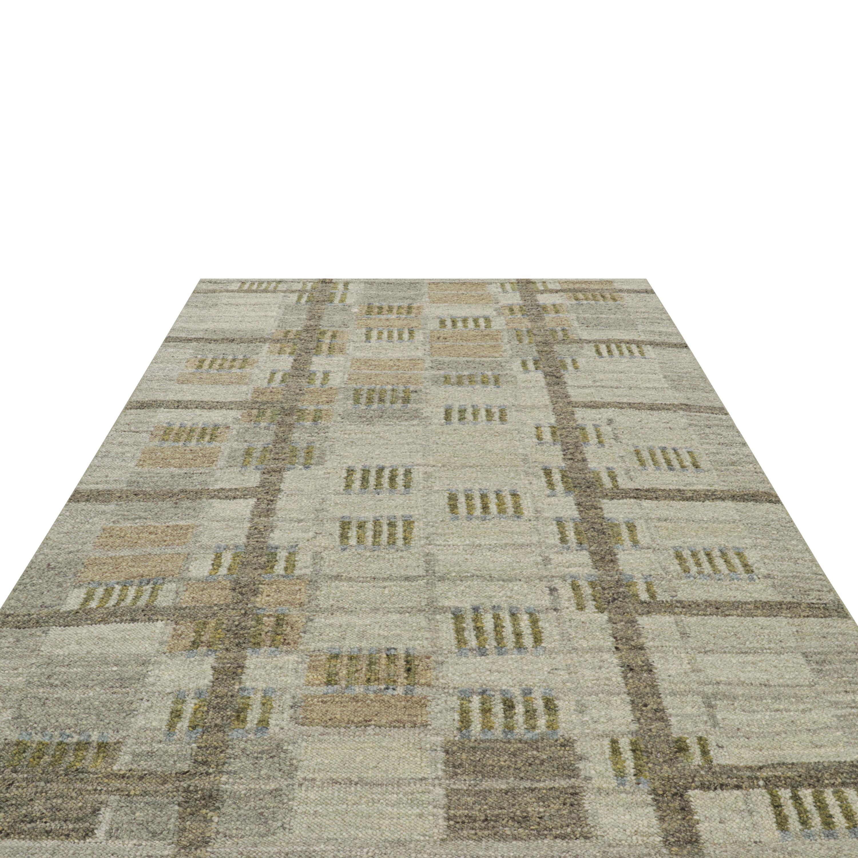Indian abc carpet Multicolored Swedish Inspired Flatweave Wool Rug - 7'9