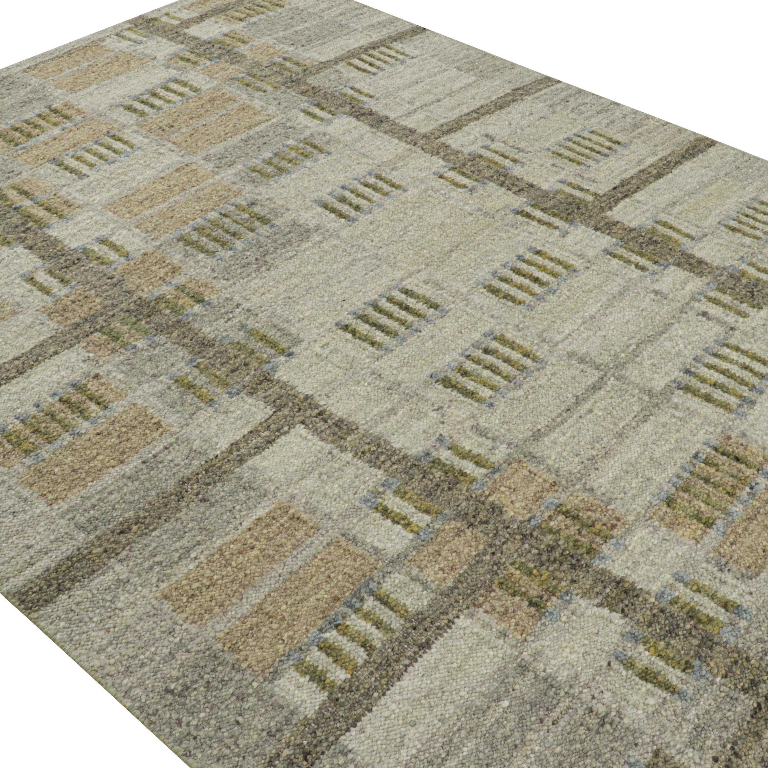 Hand-Woven abc carpet Multicolored Swedish Inspired Flatweave Wool Rug - 7'9