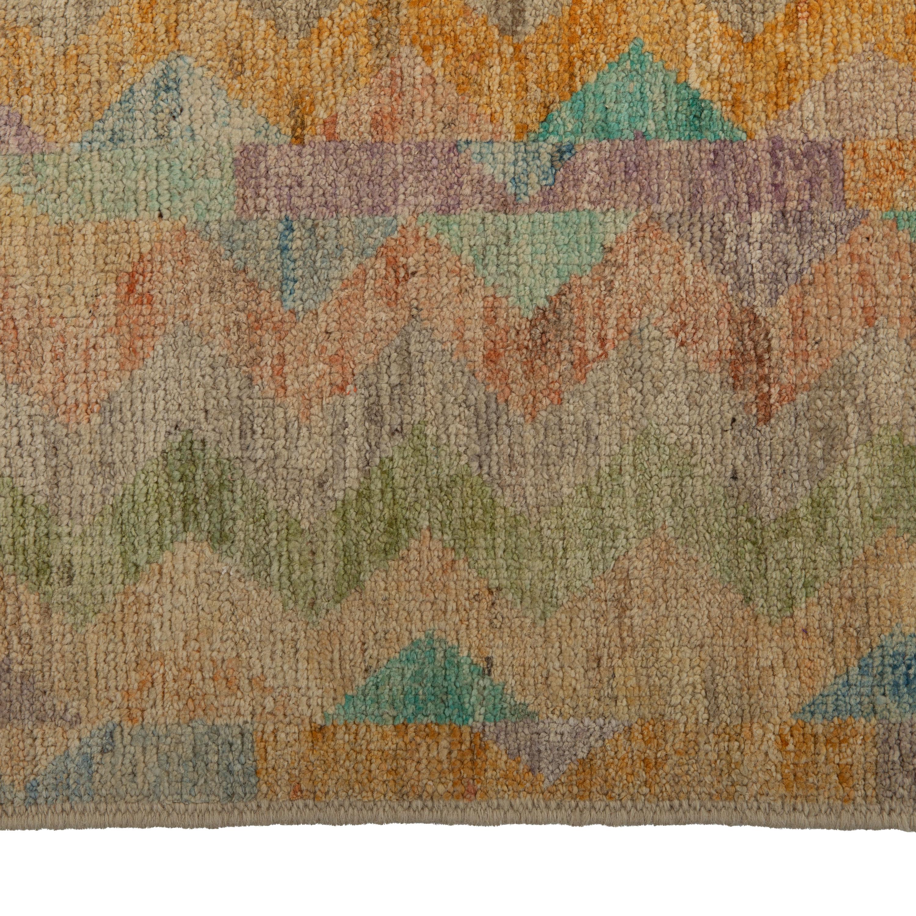 Inspired by the grounding foundations of Earth's natural colors and pure materials, the Zameen Collection features a wide array of Mid-century modern motifs in soft neutral tones. Hand-knotted in Central Asia, Zameen rugs will be celebrated for