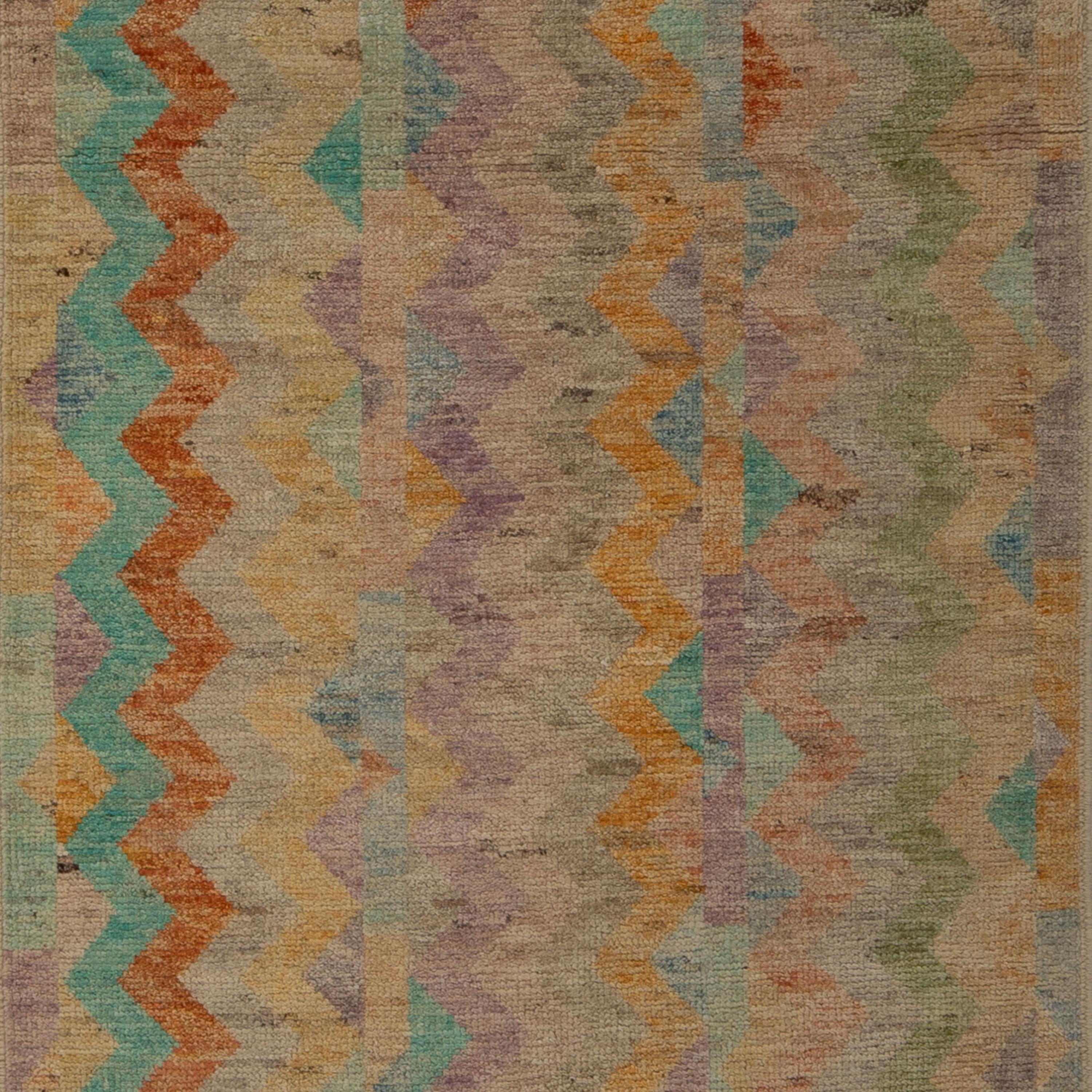 Afghan Tapis Zameen transitionnel multicolore - 2'11