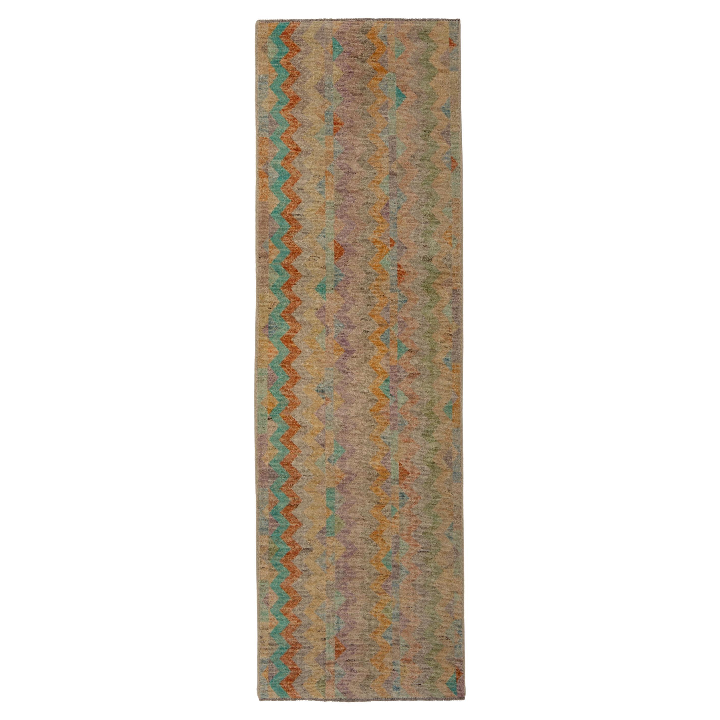 abc carpet Multicolored Zameen Transitional Wool Runner - 2'11" x 9'9" For Sale