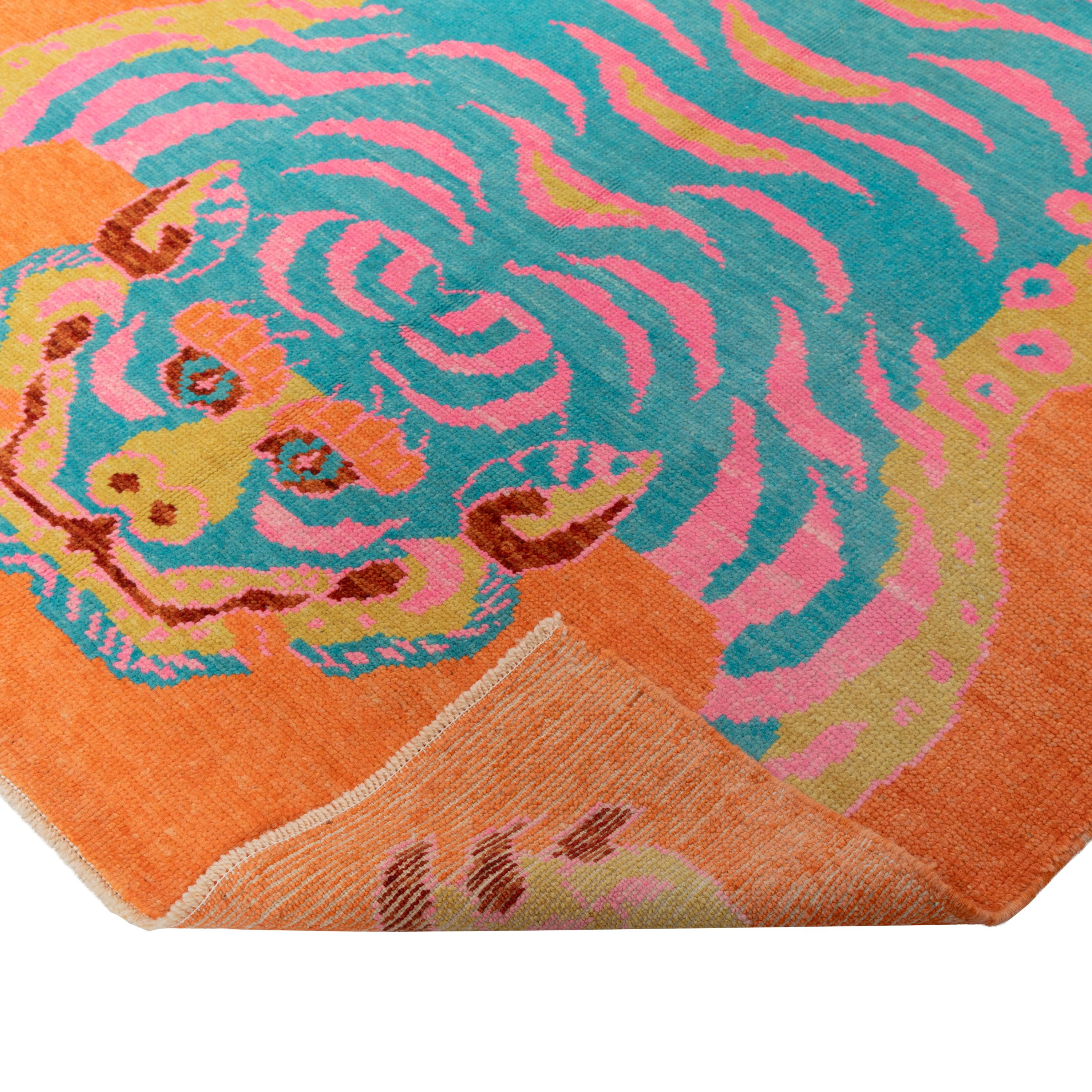Modern abc carpet Orange Contemporary Tiger Wool Rug - 5'7