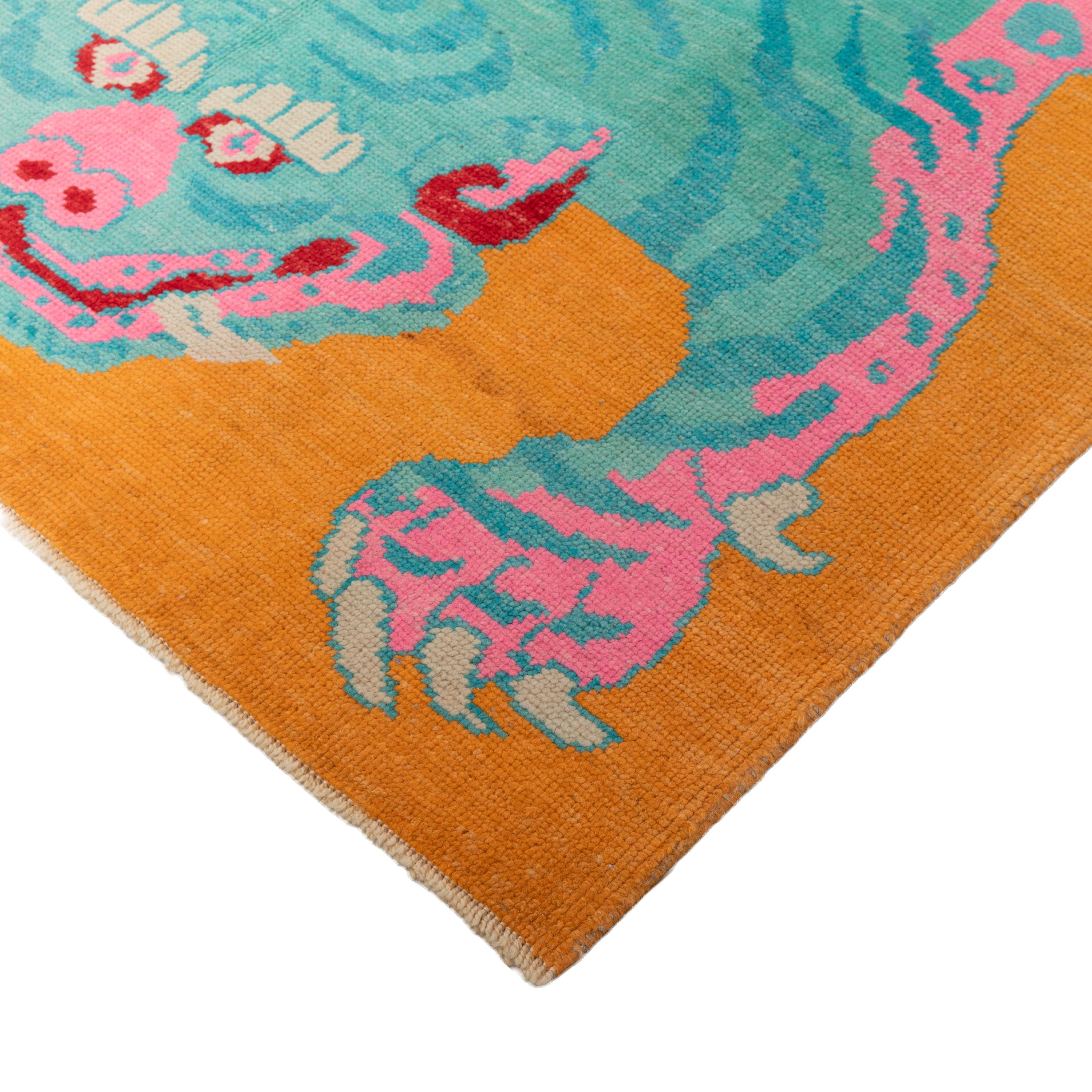 abc carpet Orange Contemporary Tiger Wollteppich - 5'7