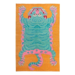 abc carpet Orange Contemporary Tiger Wool Rug - 5'7" x 7'12"